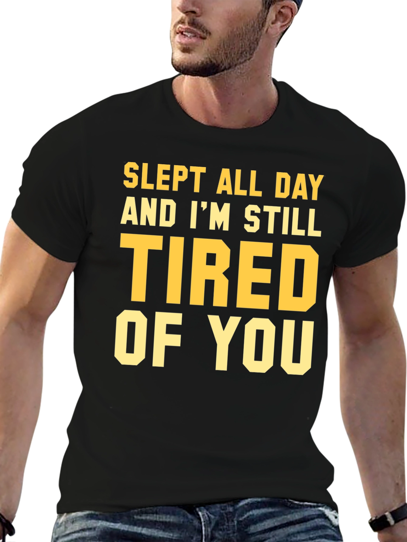 Slept All Day Funny T-Shirt