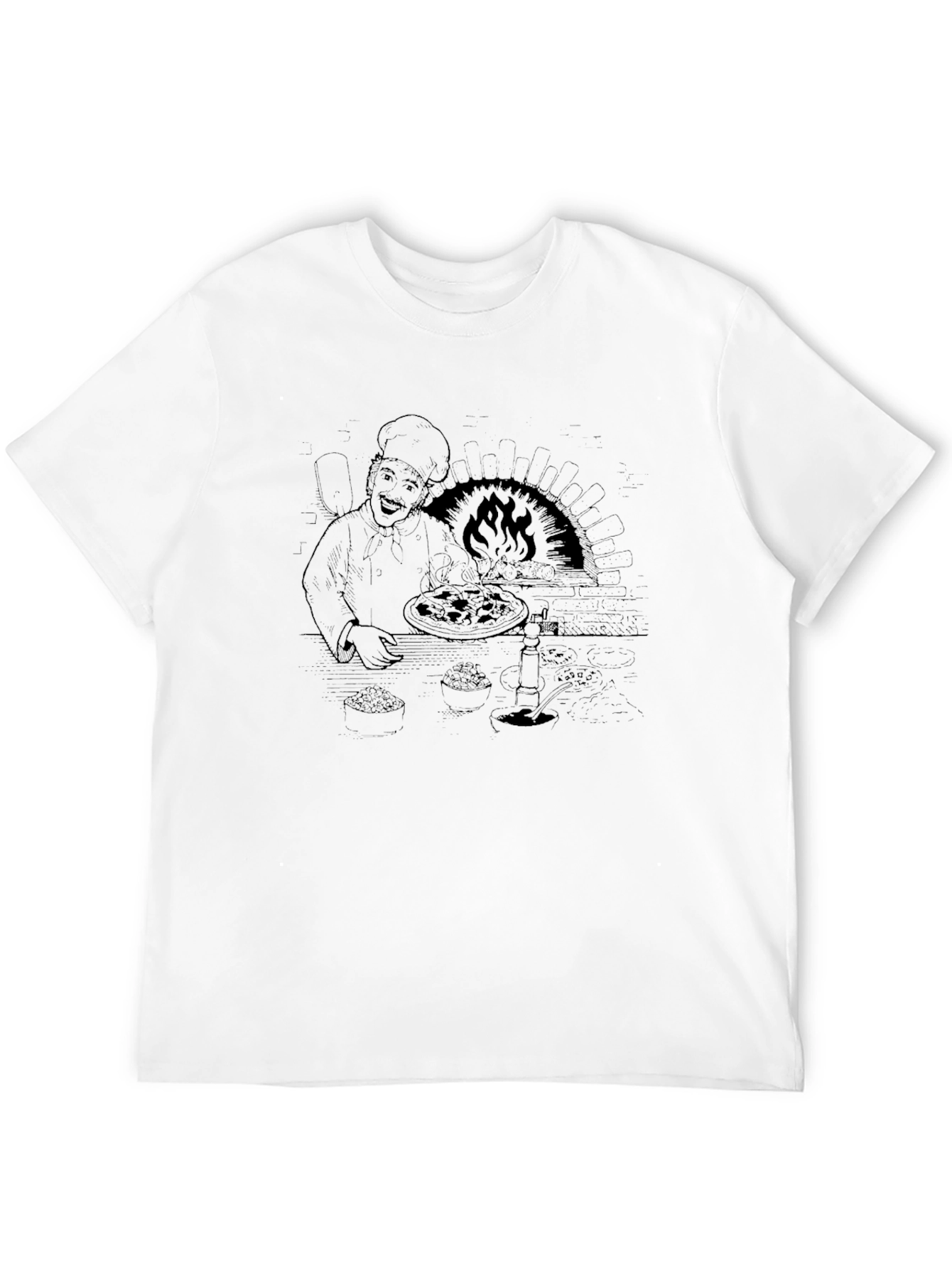 Chef Pizza Oven Graphic Tee - Black Casual T-Shirt