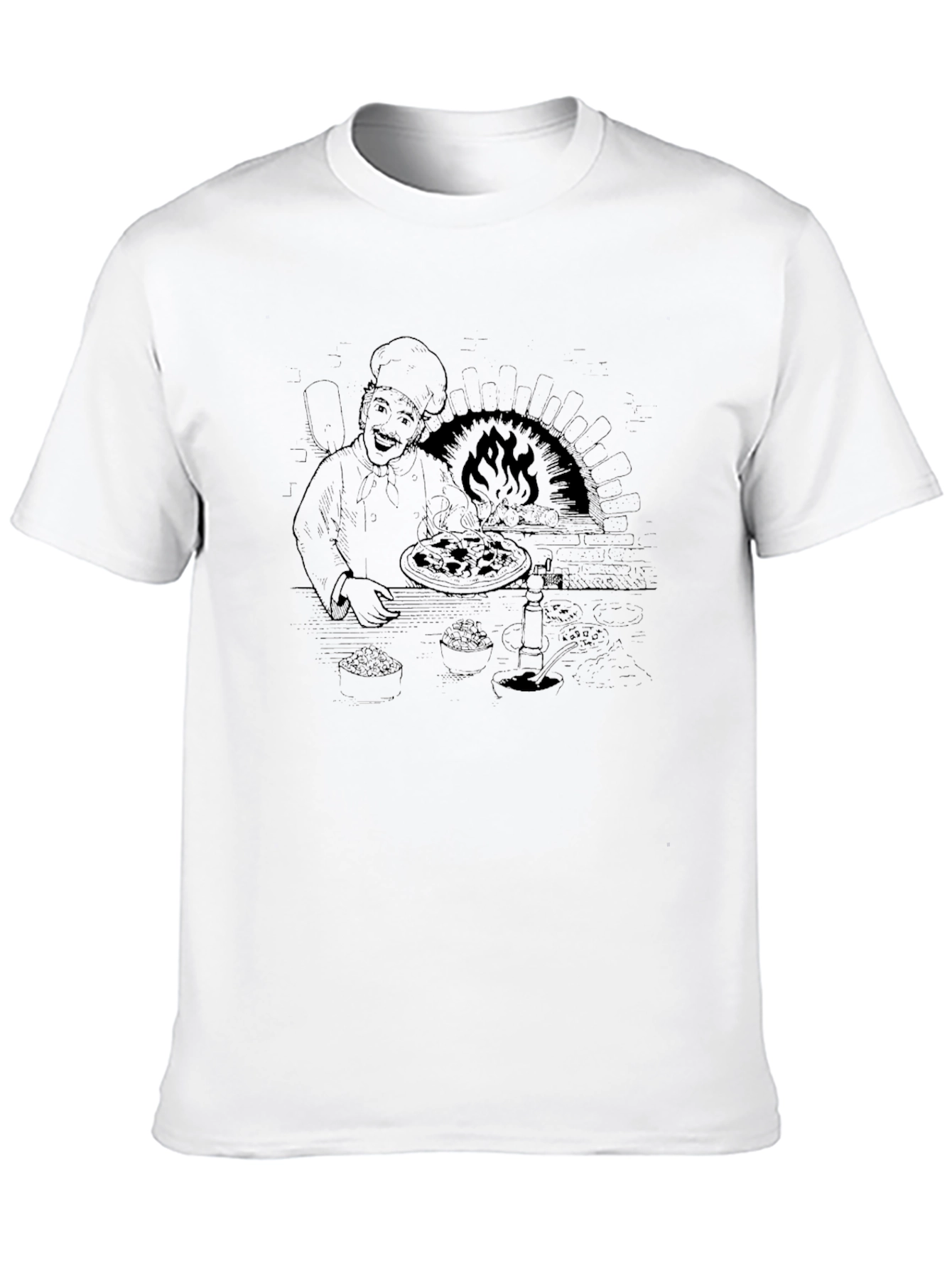 Chef Pizza Oven Graphic Tee - Black Casual T-Shirt