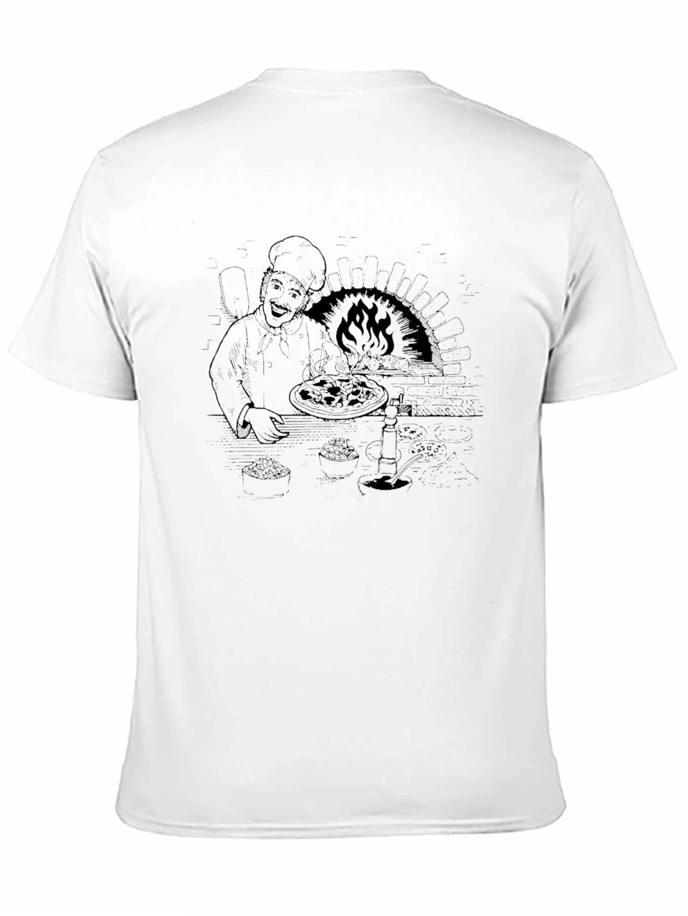 Chef Pizza Oven Graphic Tee - Black Casual T-Shirt
