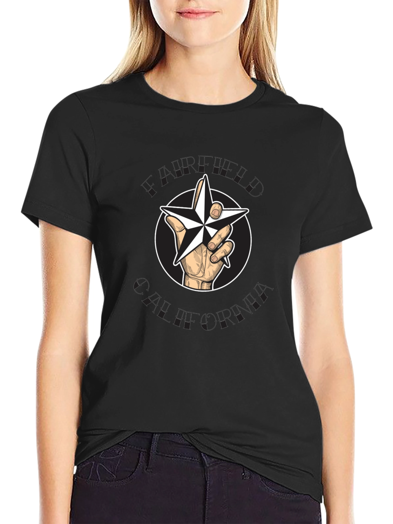 Star Hand Graphic Black T-Shirt