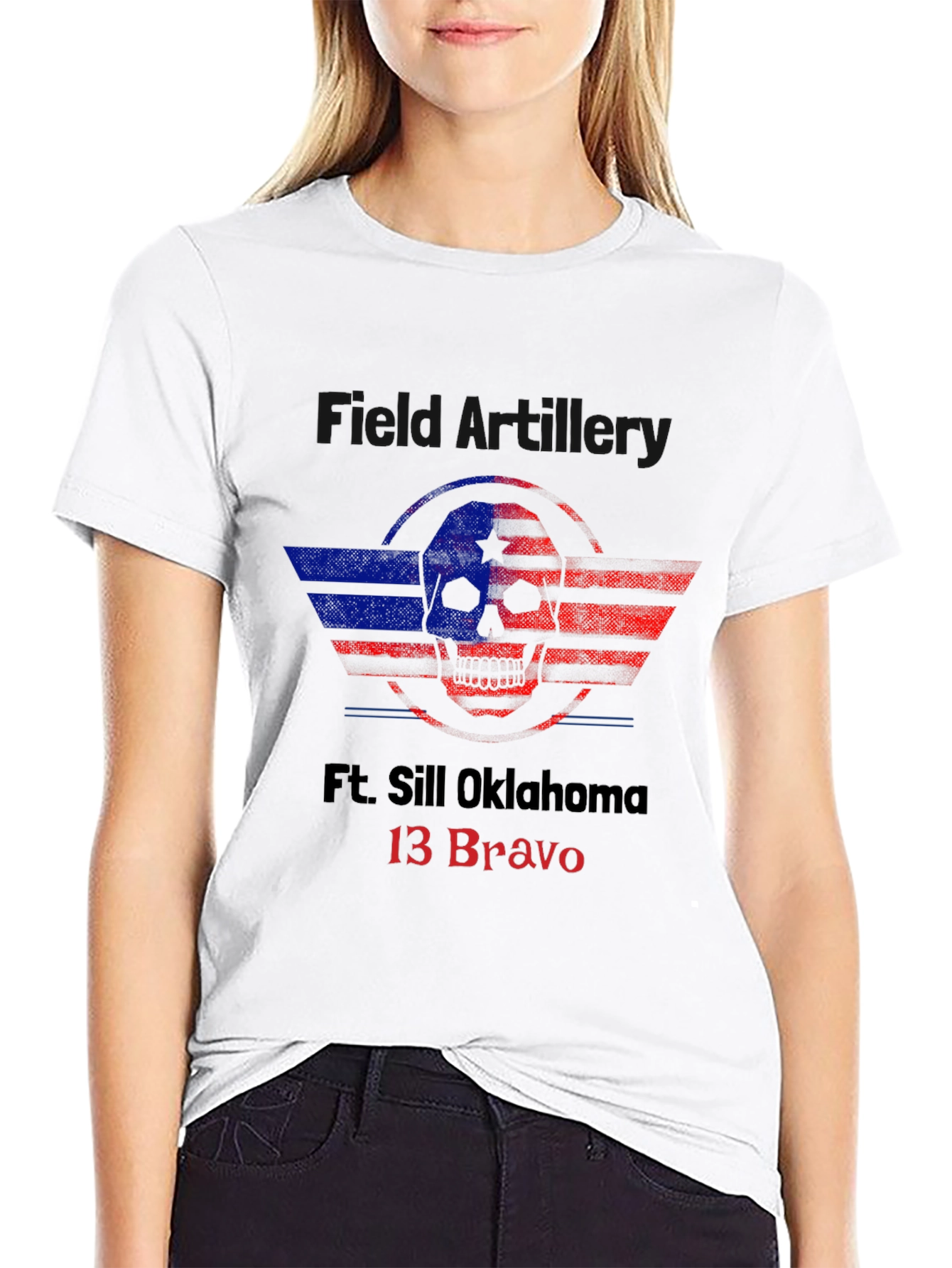 Ft. Sill Oklahoma 13 Bravo Skull Graphic T-Shirt