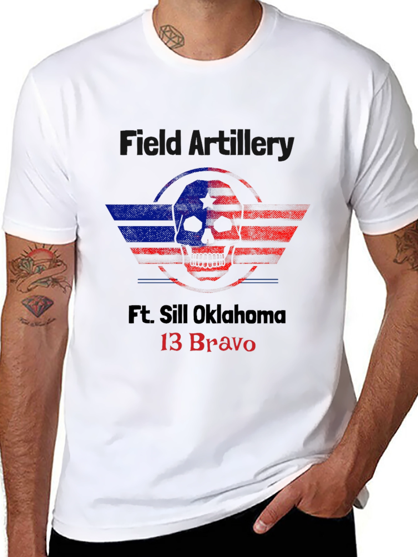 Ft. Sill Oklahoma 13 Bravo Skull Graphic T-Shirt