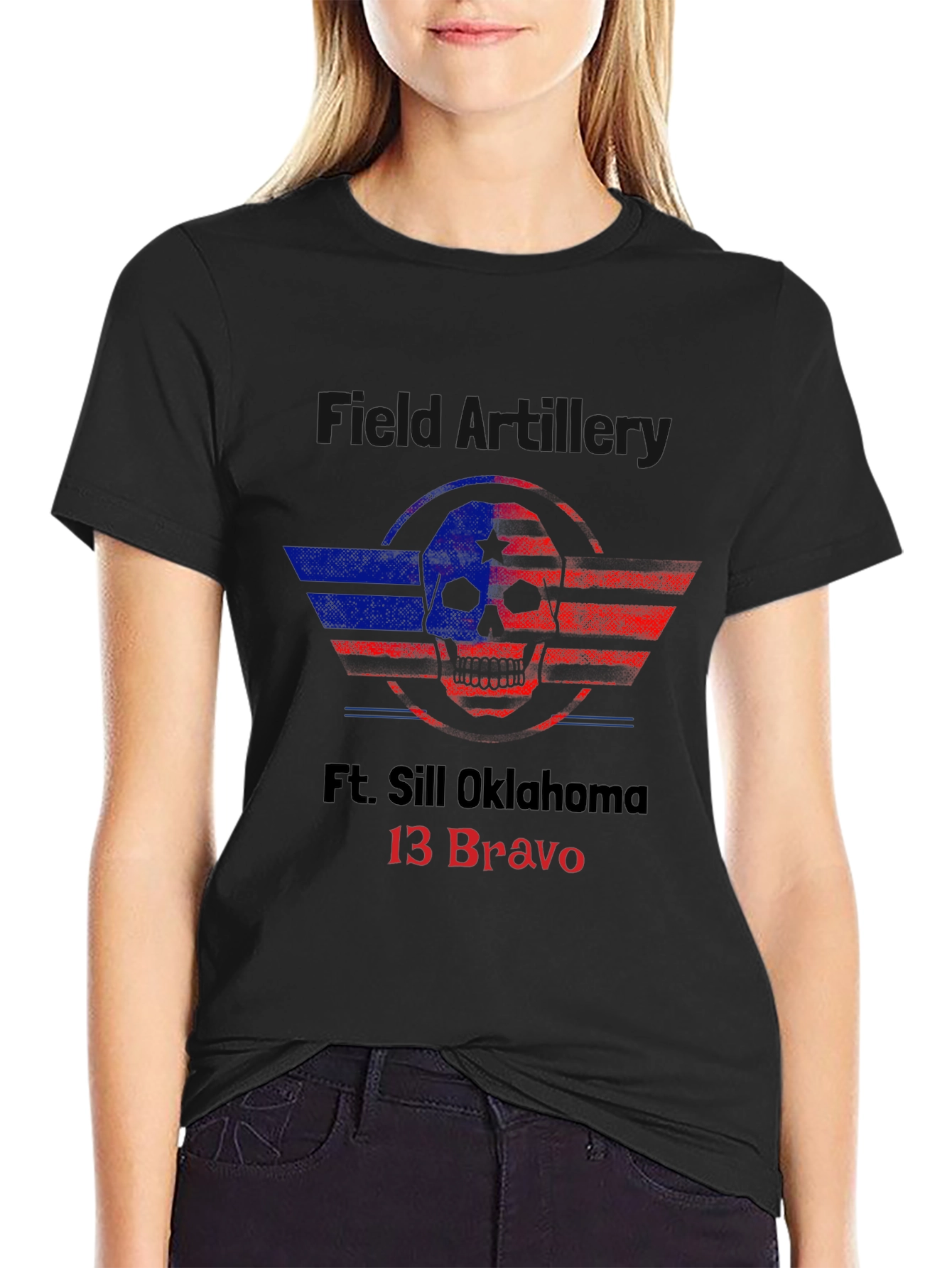 Ft. Sill Oklahoma 13 Bravo Skull Graphic T-Shirt