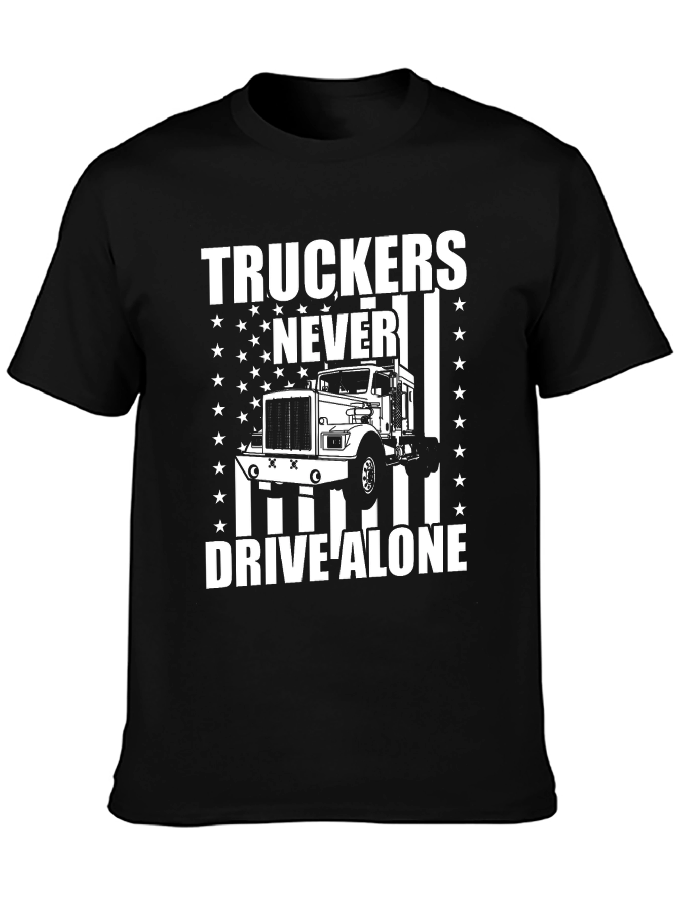 Truckers Never Drive Alone Graphic Tee - Black