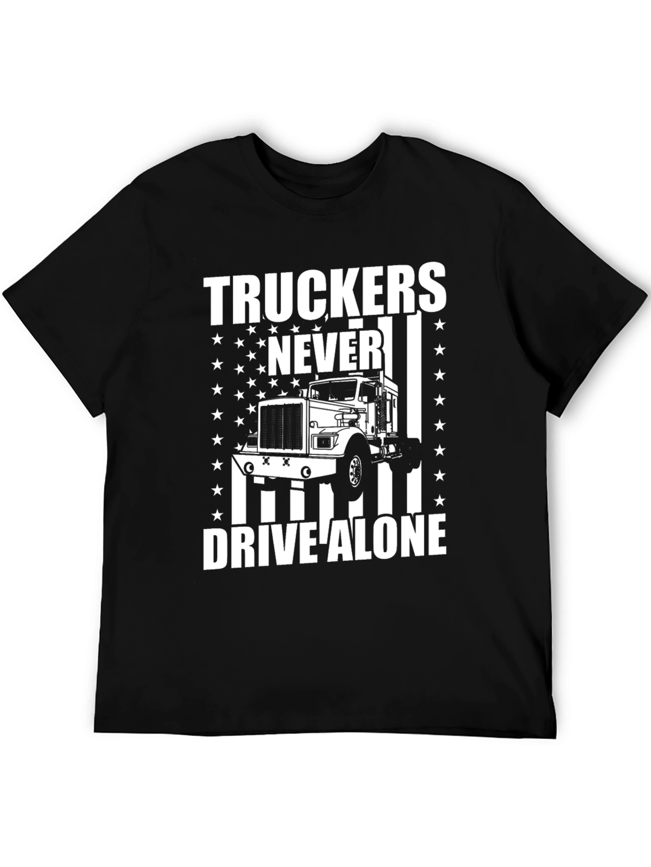 Truckers Never Drive Alone Graphic Tee - Black