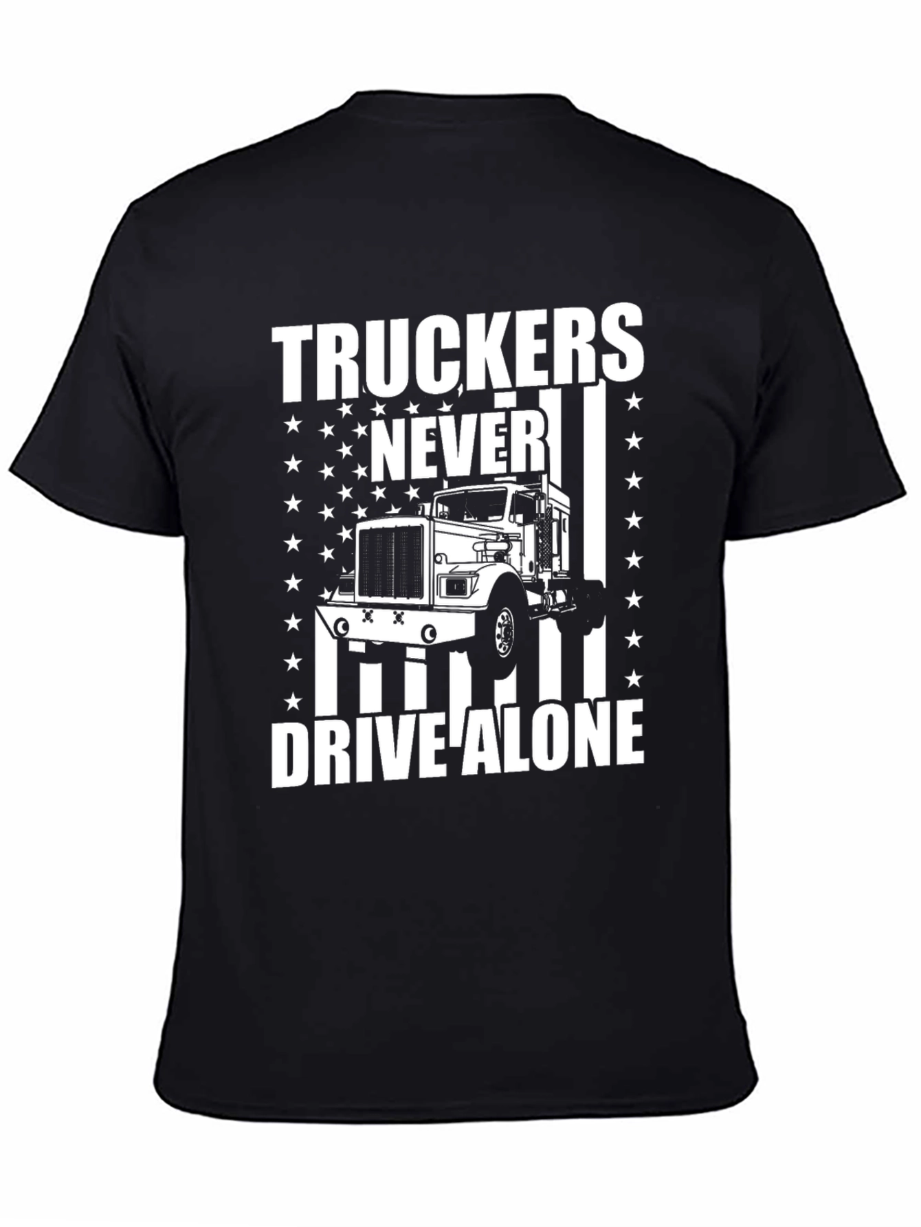 Truckers Never Drive Alone Graphic Tee - Black