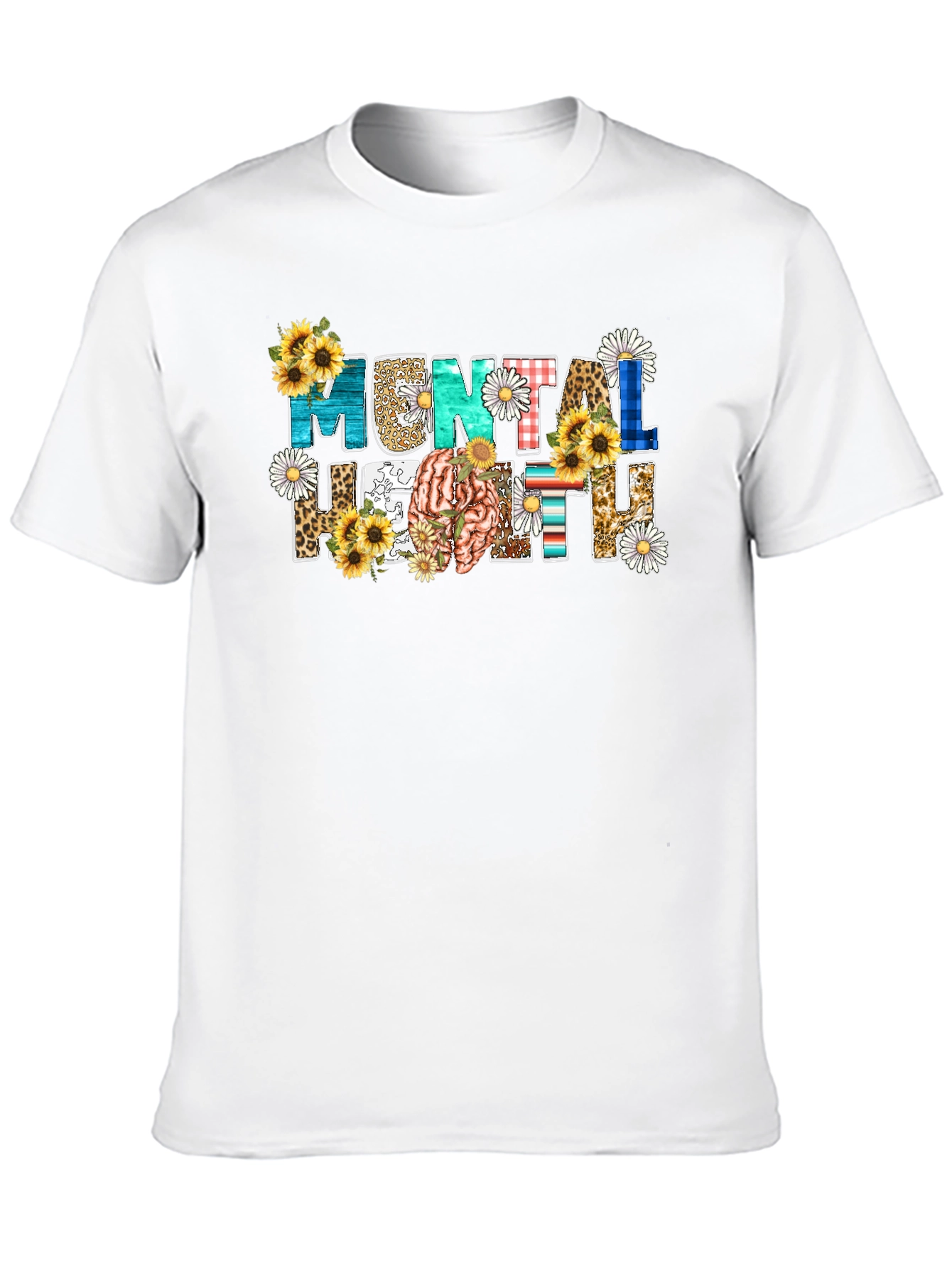 Mental Health Awareness Floral Brain T-Shirt