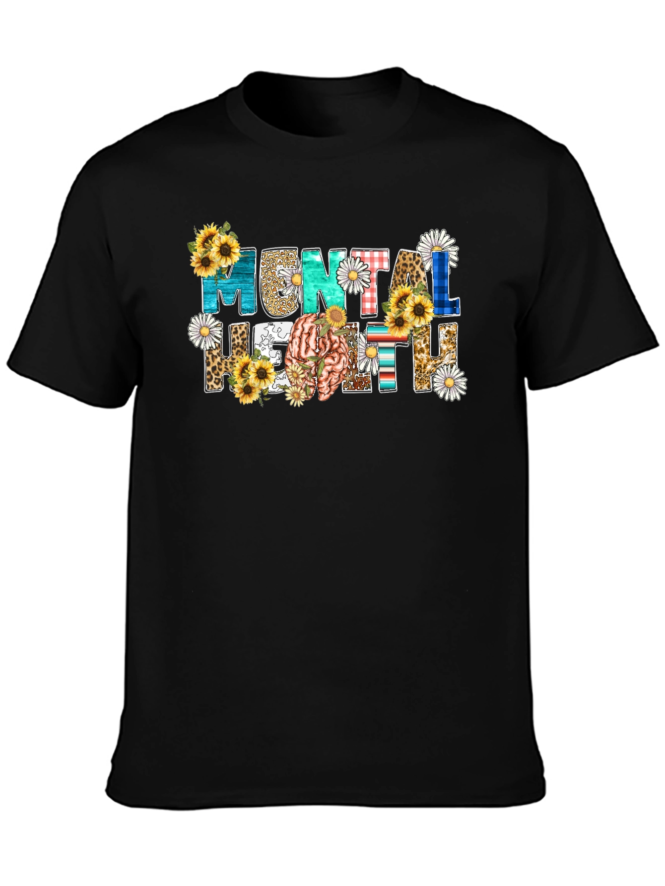Mental Health Awareness Floral Brain T-Shirt