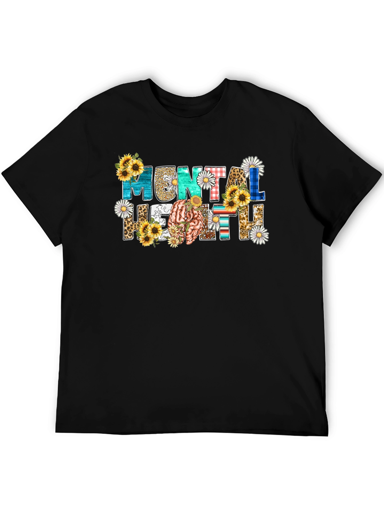 Mental Health Awareness Floral Brain T-Shirt