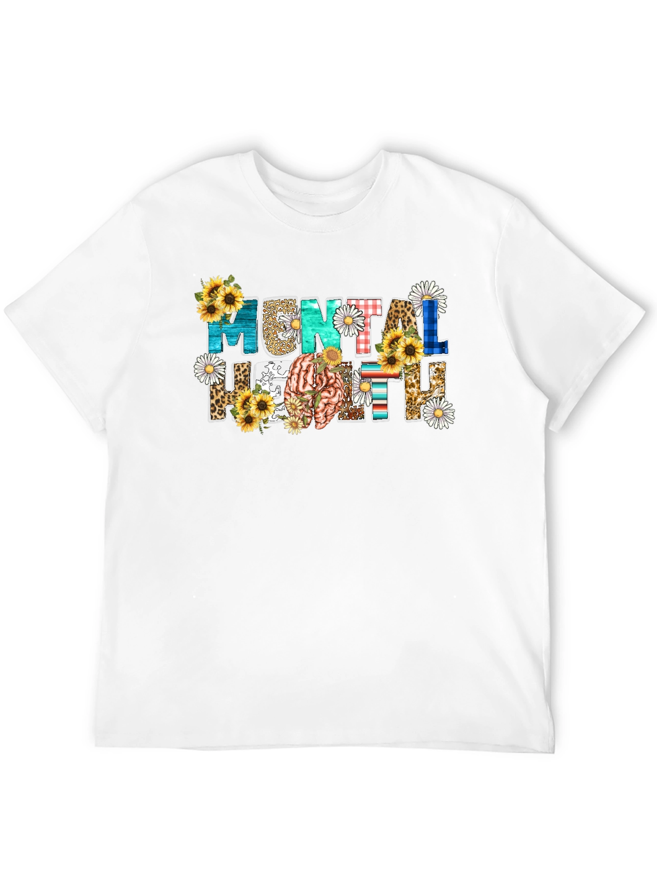 Mental Health Awareness Floral Brain T-Shirt