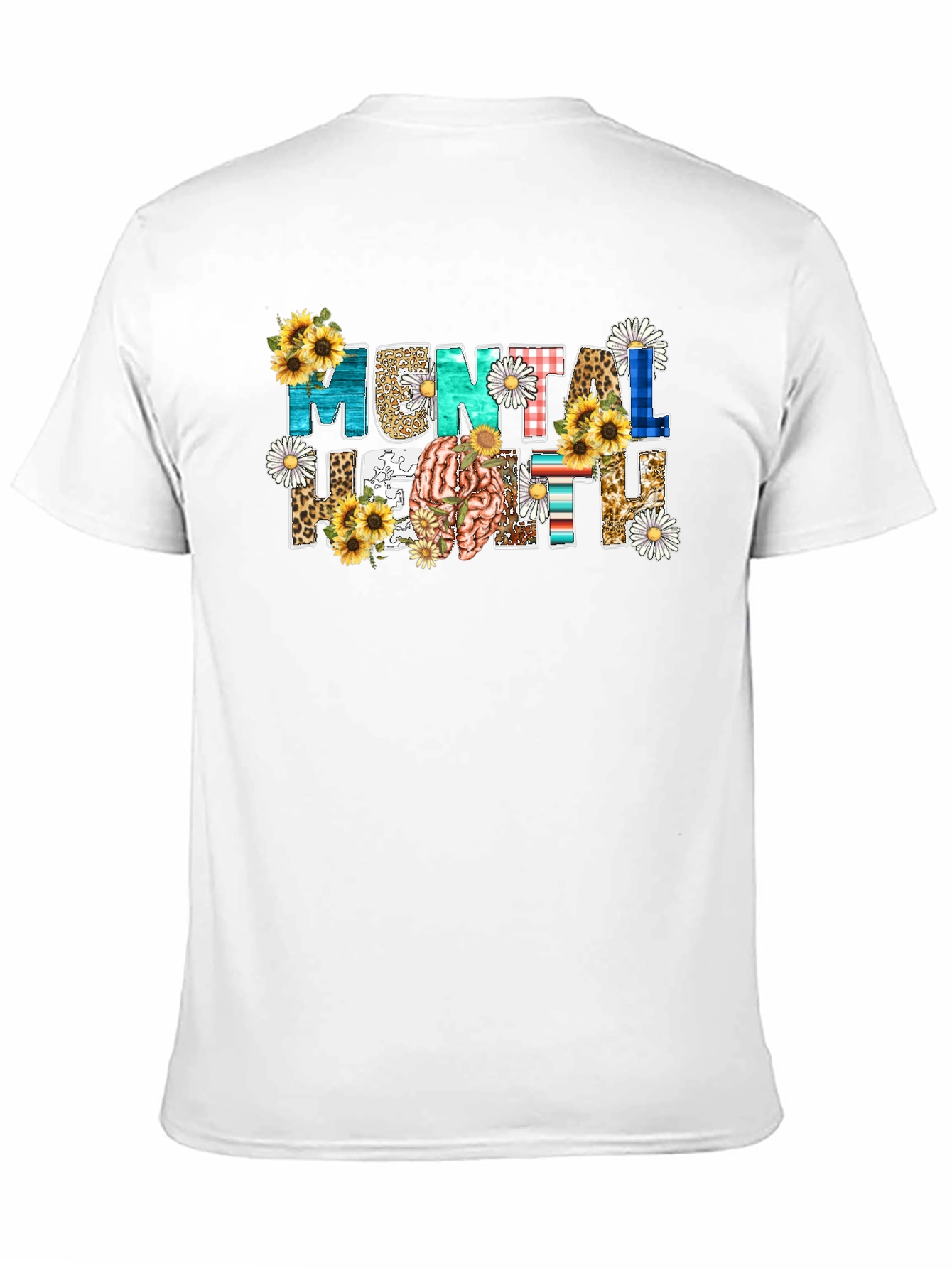 Mental Health Awareness Floral Brain T-Shirt