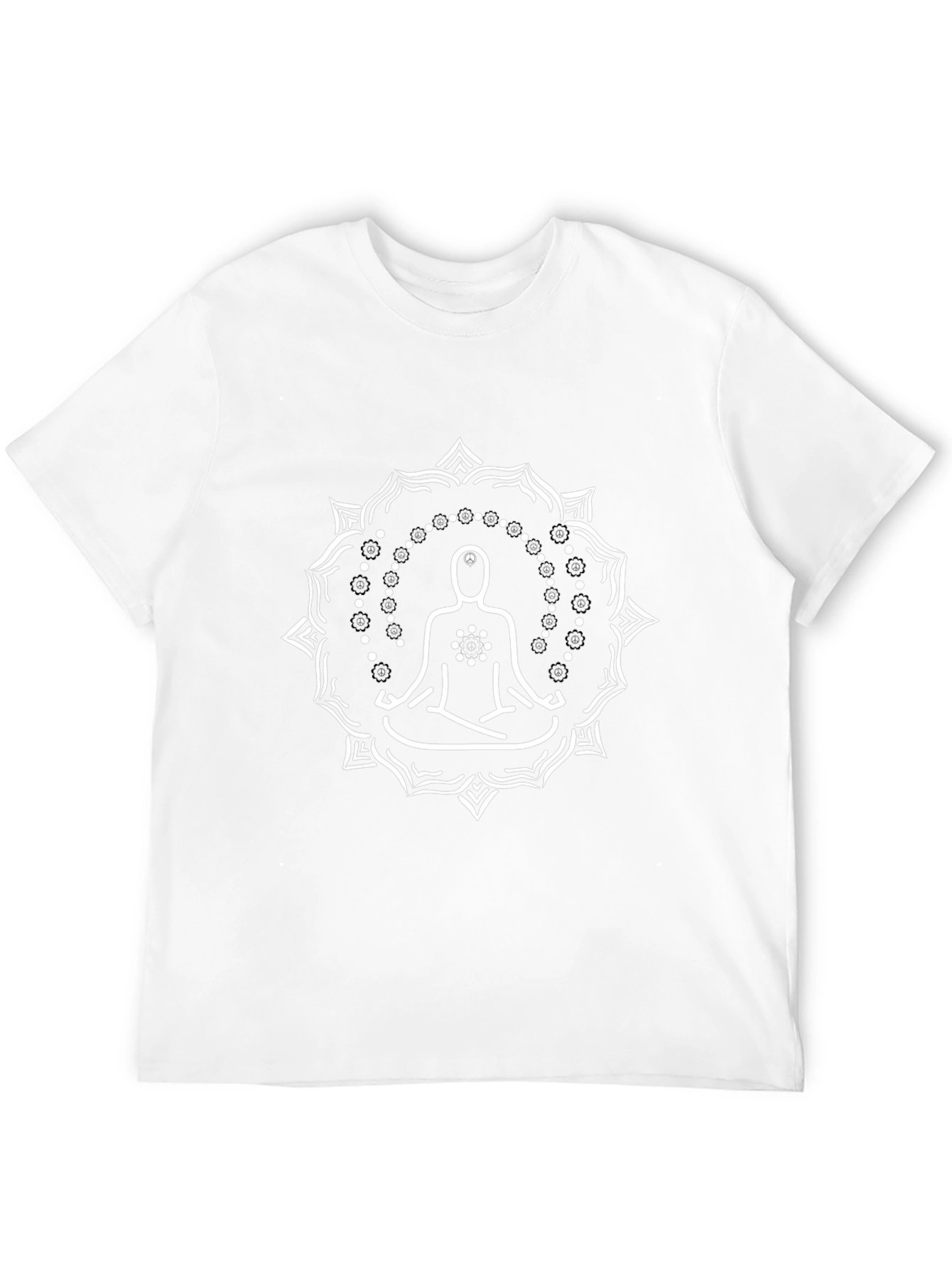 Meditate in Style: Black T-Shirt with Mandala Design