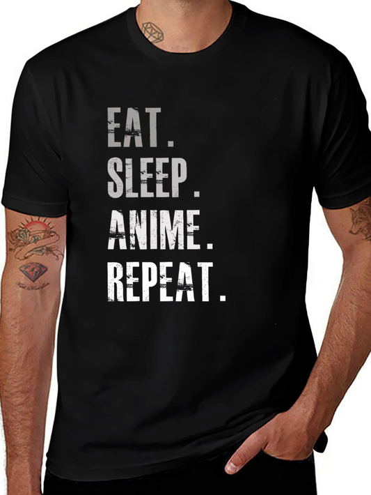Eat Sleep Anime Repeat Graphic T-Shirt