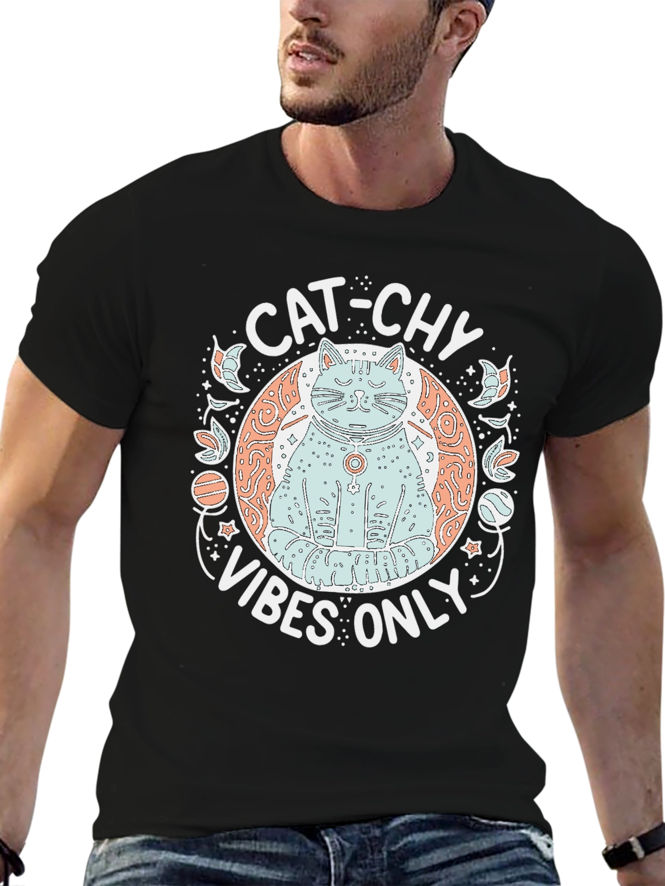 Cat-chy Vibes Only Graphic T-Shirt