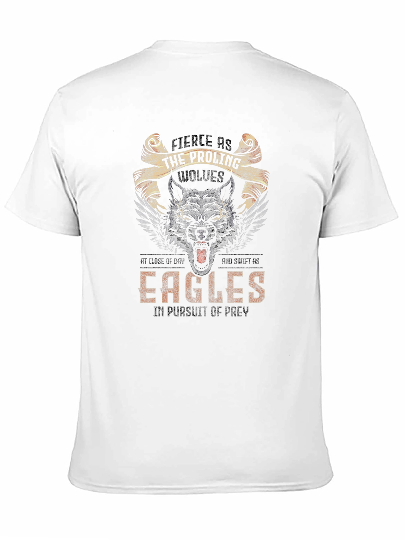 Fierce Wolves & Eagles Graphic Print T-Shirt
