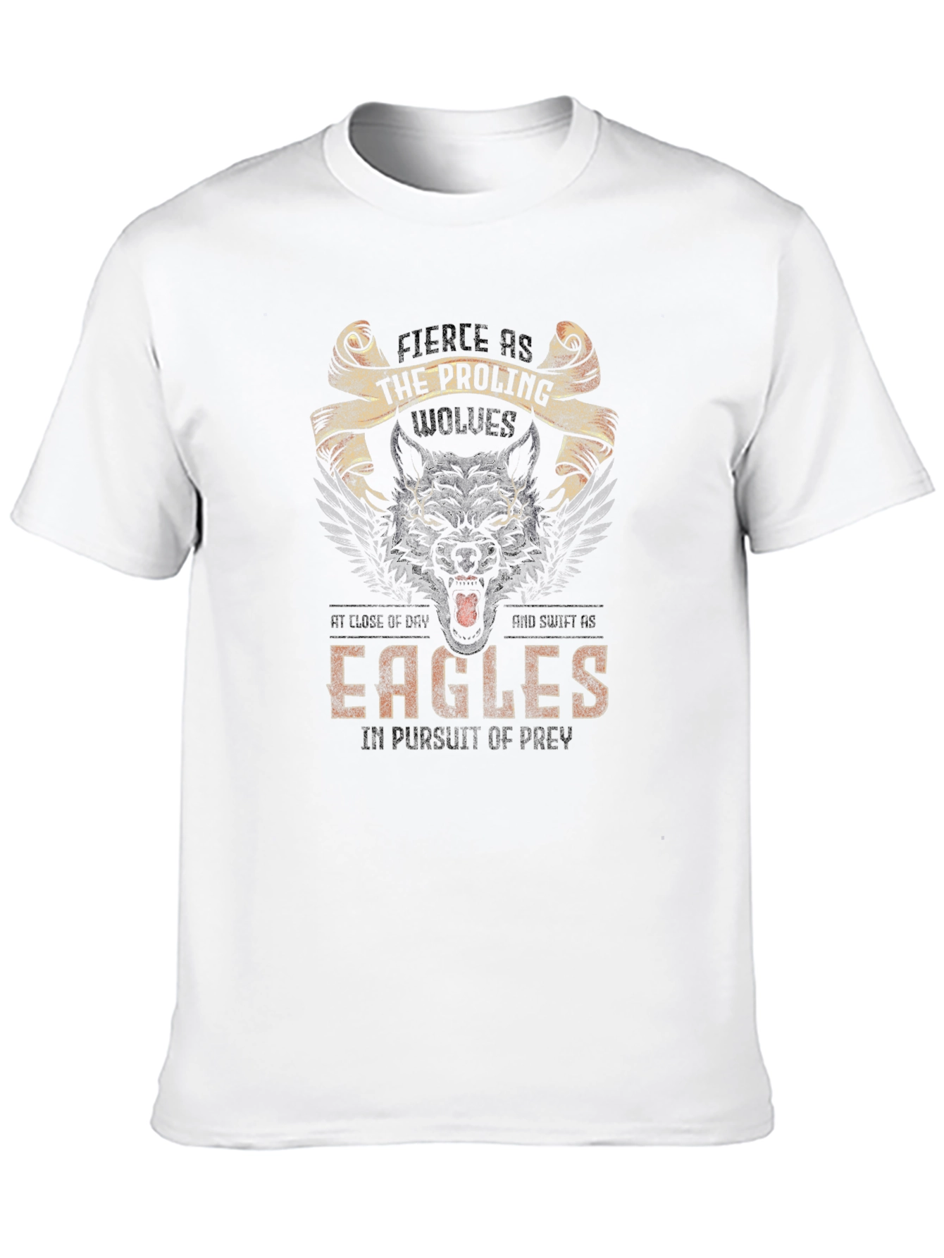 Fierce Wolves & Eagles Graphic Print T-Shirt