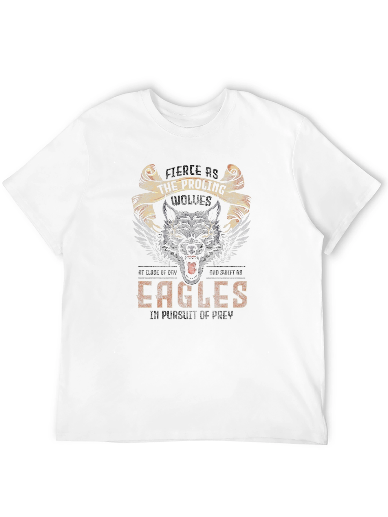 Fierce Wolves & Eagles Graphic Print T-Shirt