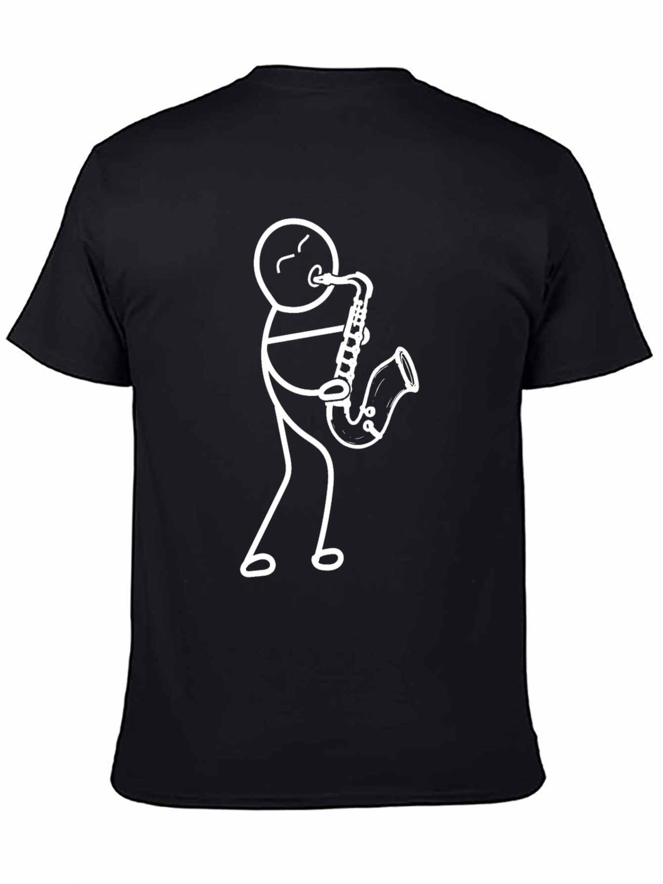 Stick Figure Saxophone Player Graphic T-Shirt