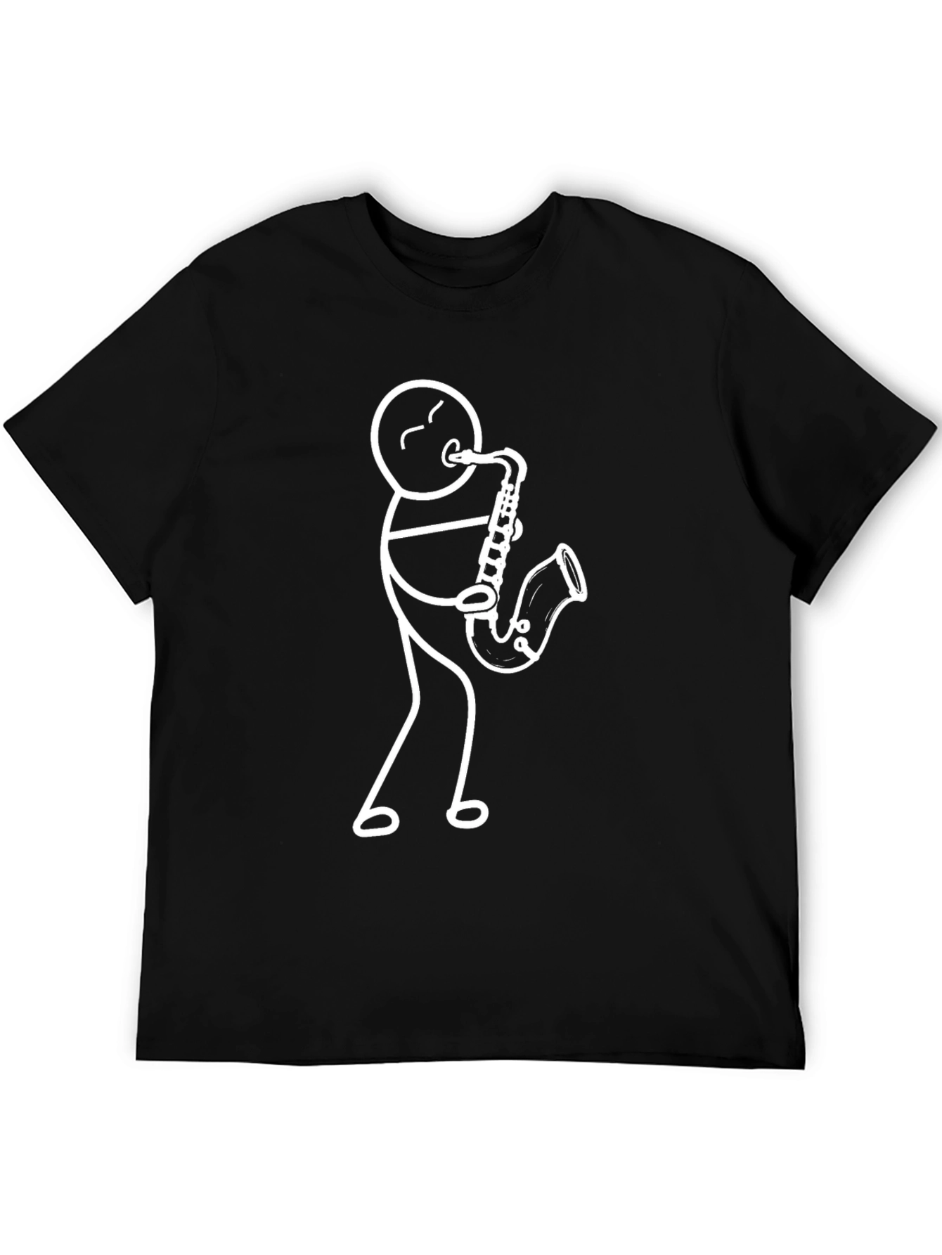 Stick Figure Saxophone Player Graphic T-Shirt