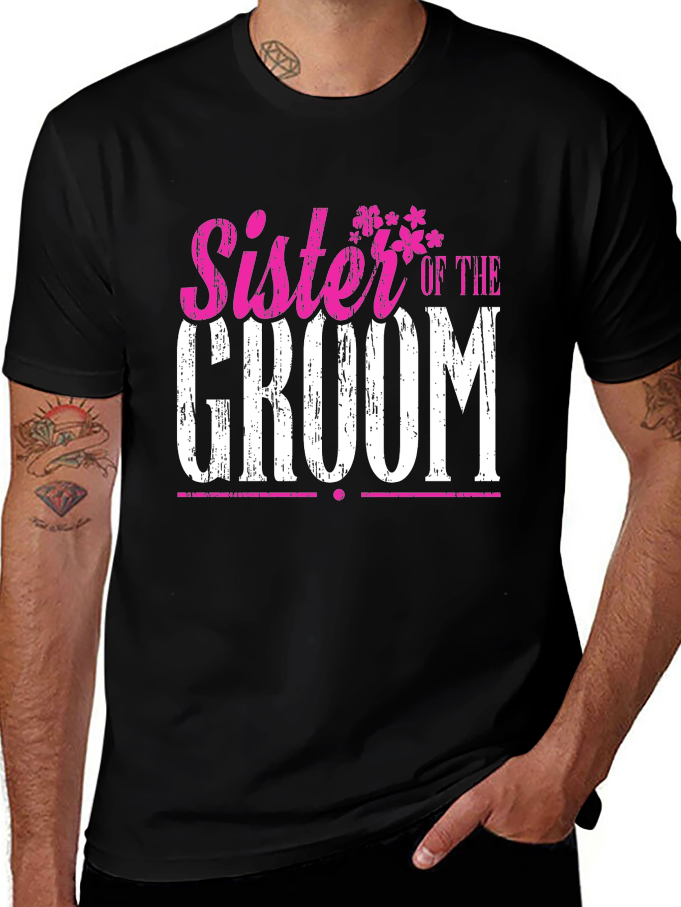 Sister of the Groom Wedding T-Shirt - Black