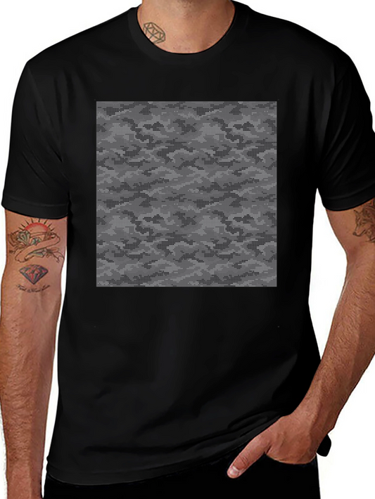 Urban Camo Graphic Tee - Black Cotton Casual