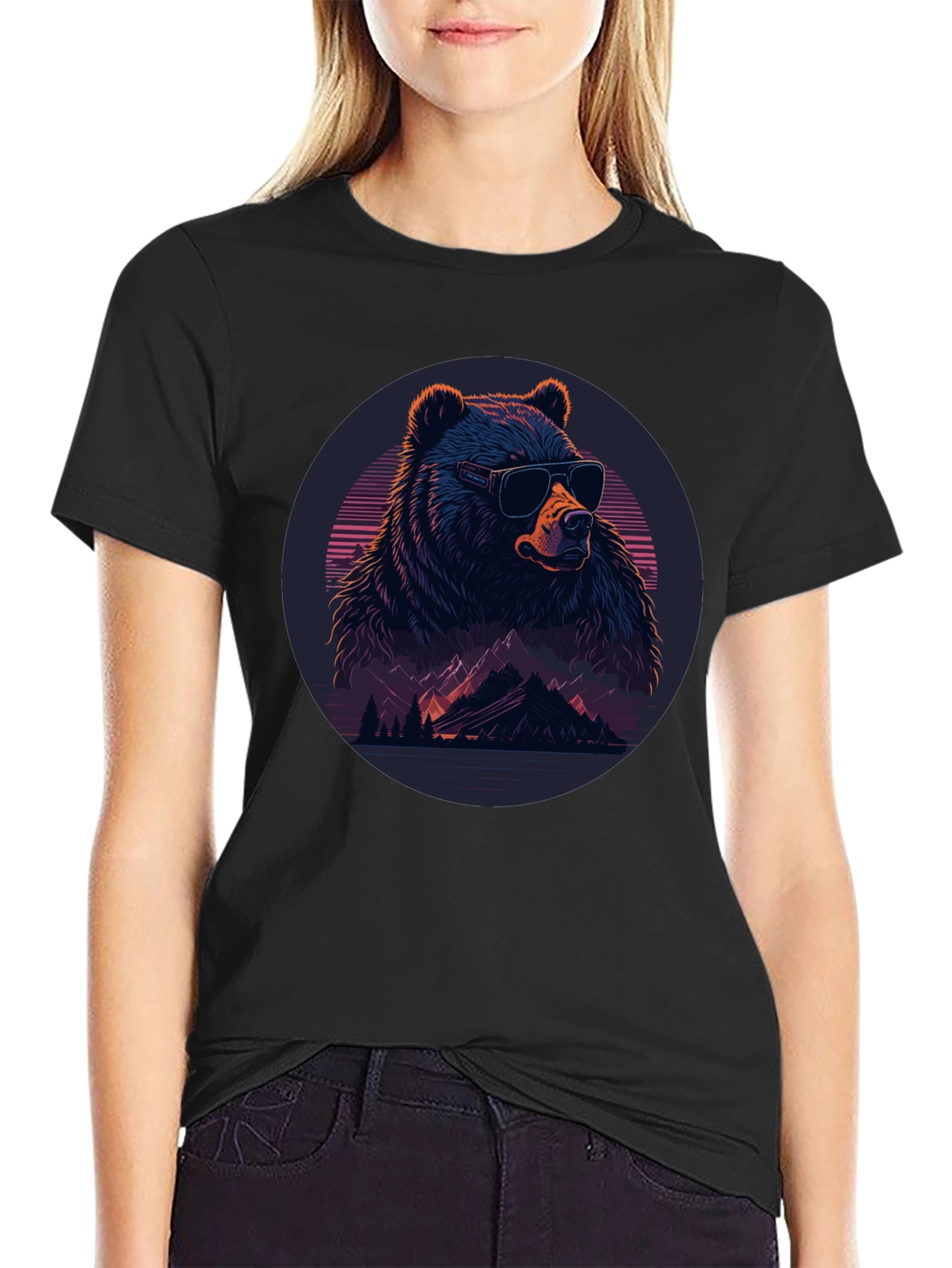 Cool Bear Graphic Tee - Black Crew Neck