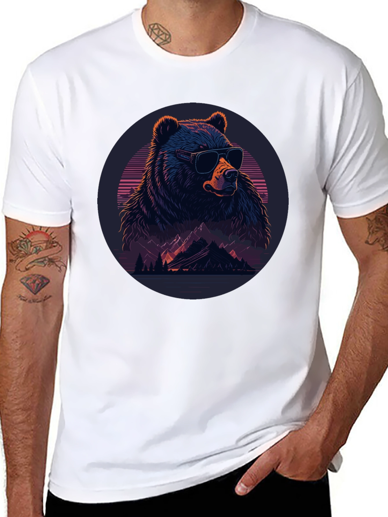 Cool Bear Graphic Tee - Black Crew Neck