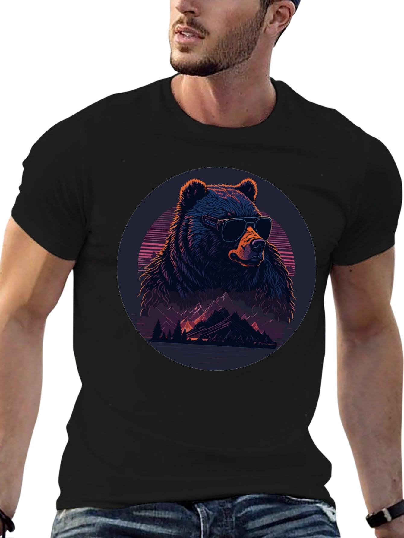 Cool Bear Graphic Tee - Black Crew Neck