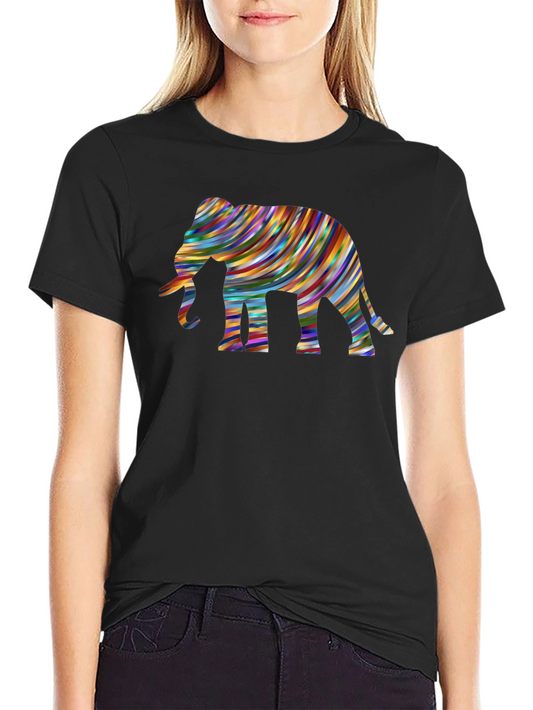 Colorful Elephant Graphic Black T-Shirt