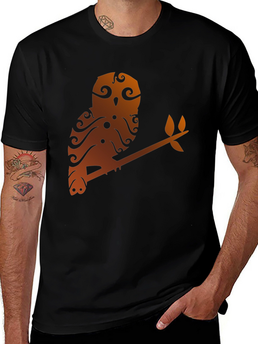 Owl Branch Graphic Tee - Unique Tribal Design