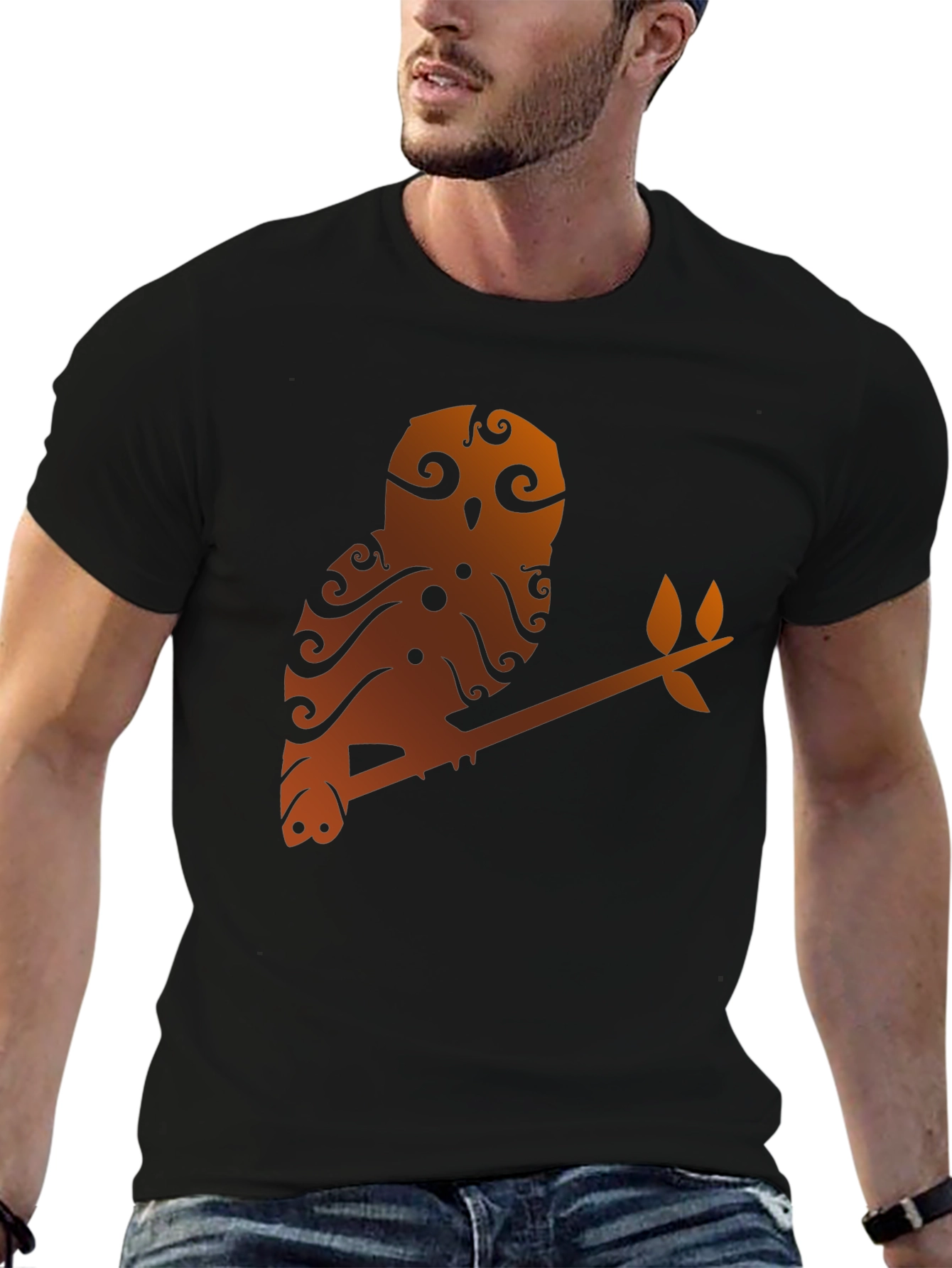 Owl Branch Graphic Tee - Unique Tribal Design