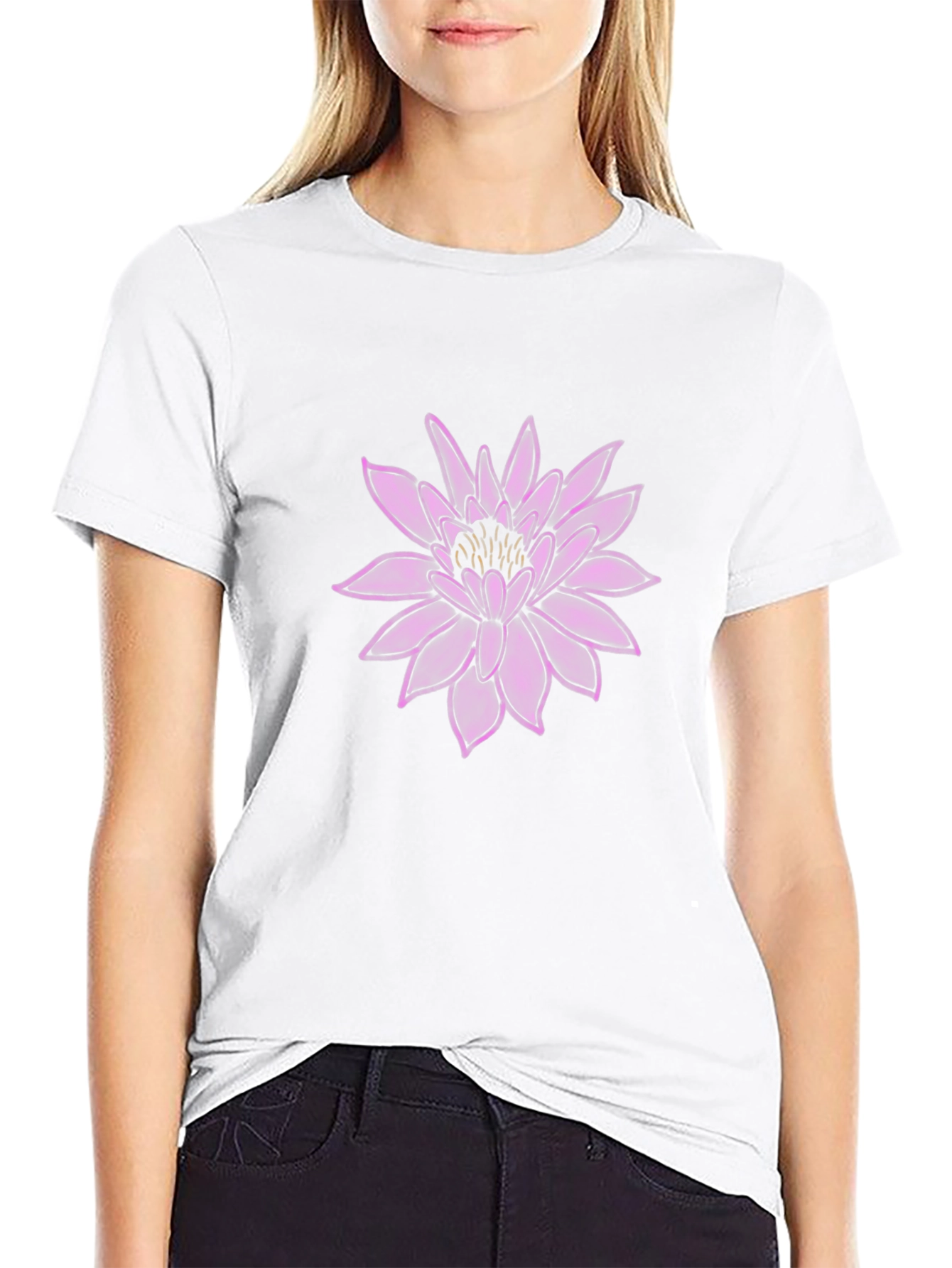 Lotus Flower Graphic Black T-Shirt