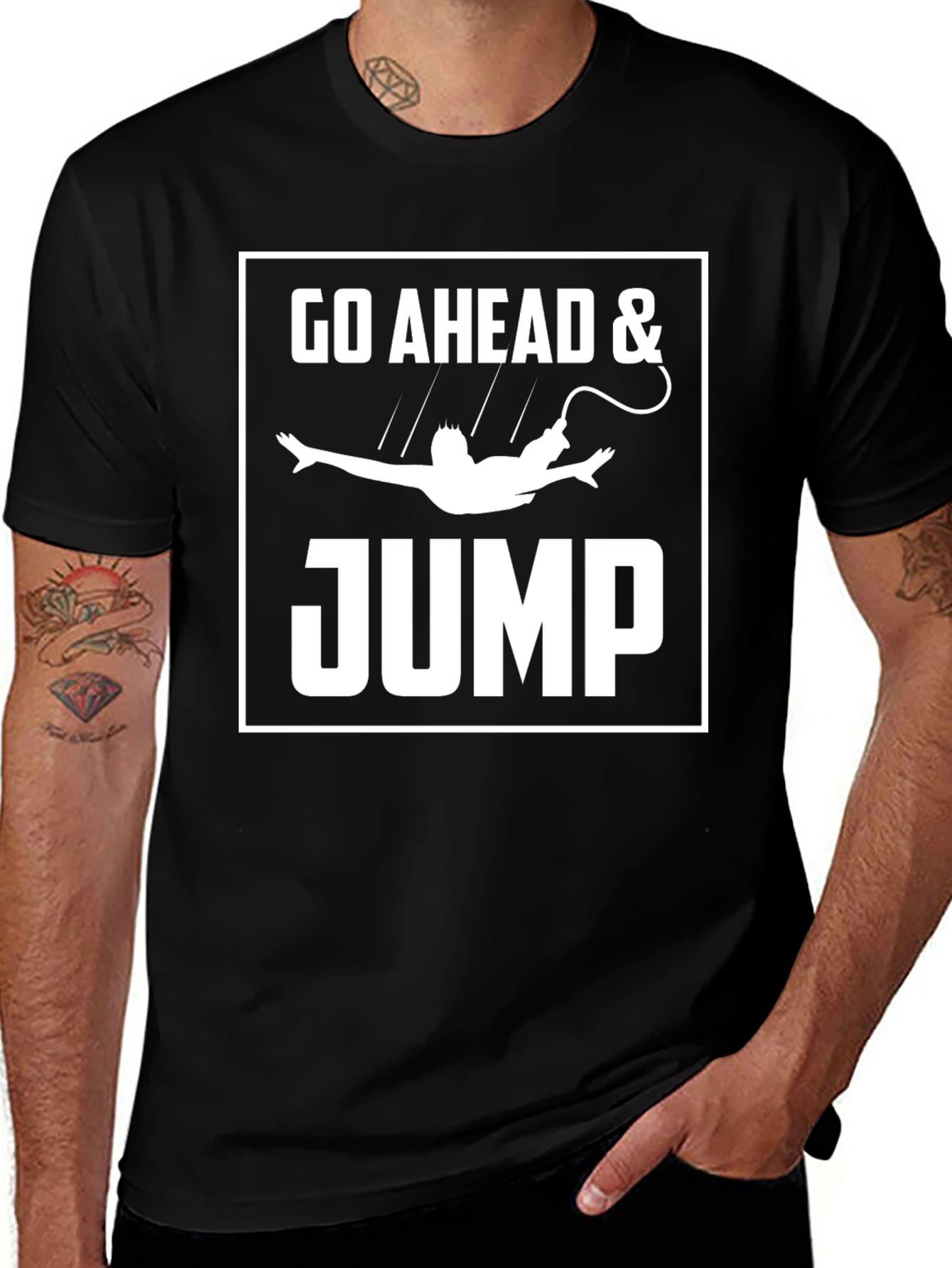 Go Ahead & Jump T-Shirt Funny Bungee Jumping Tee