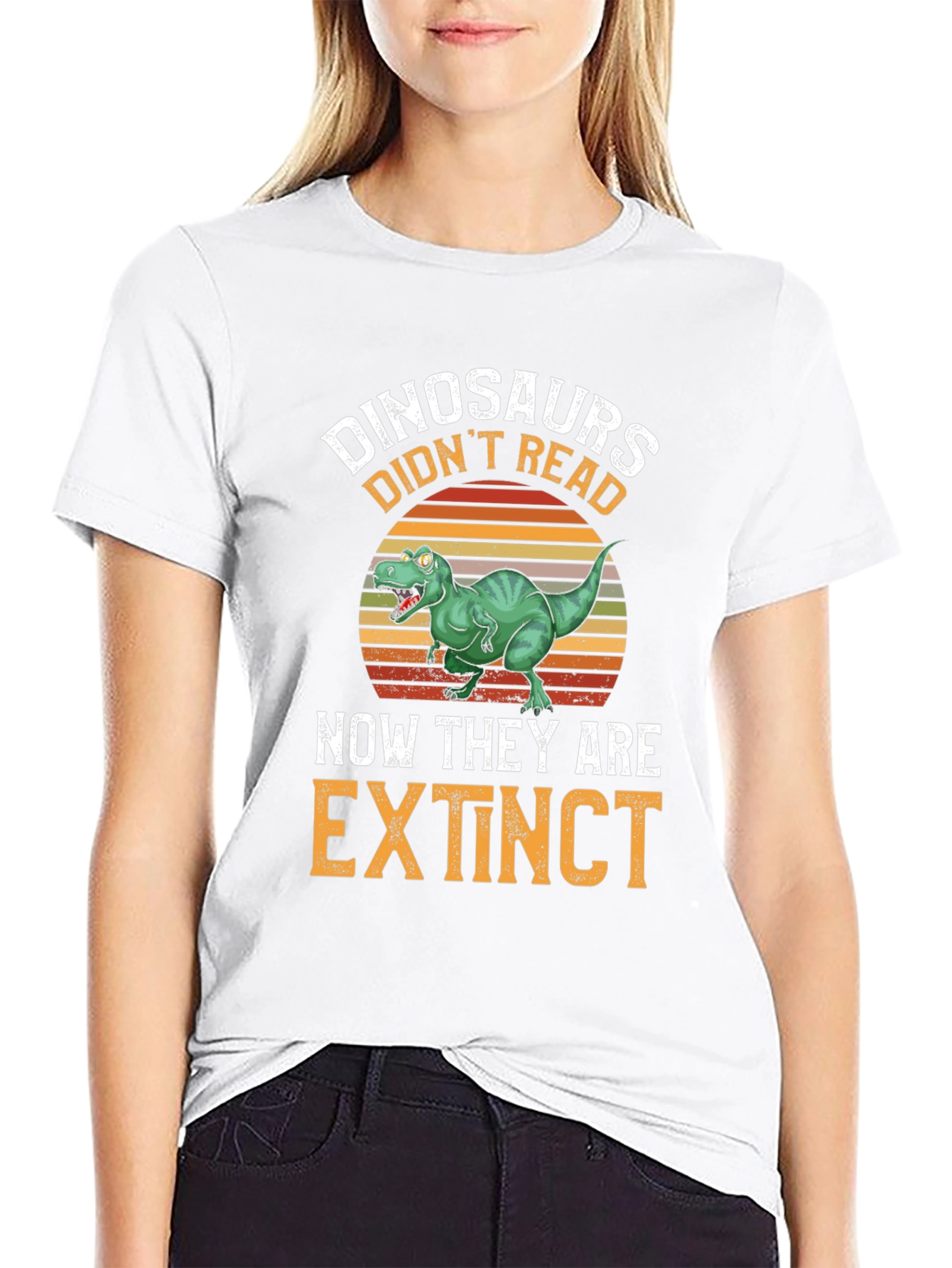 Dinosaurs Didnt Read T-Shirt - Extinct Funny Tee