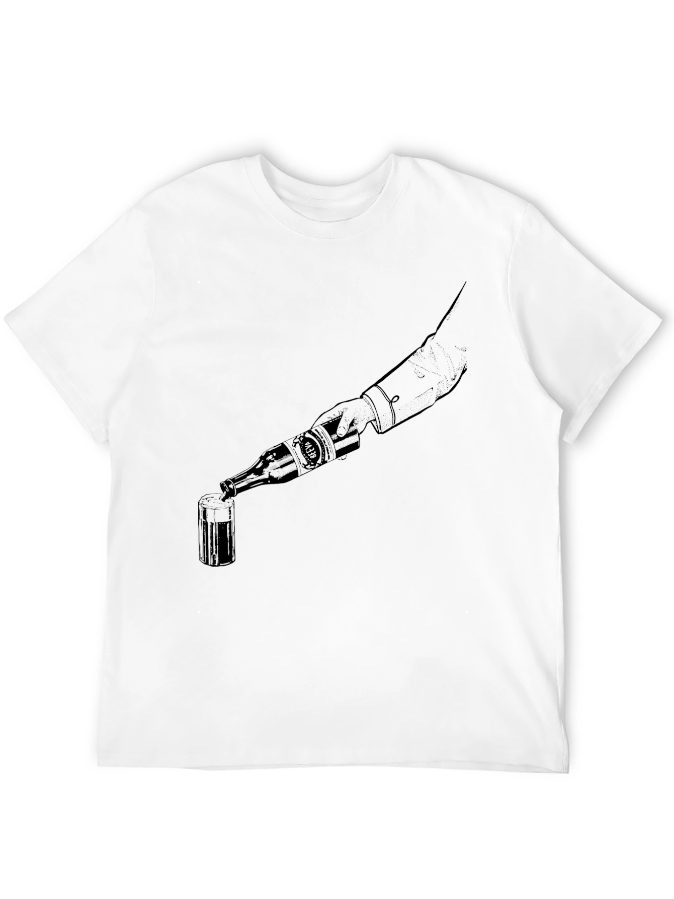 Pouring Beer Graphic Tee - Black Cotton T-Shirt