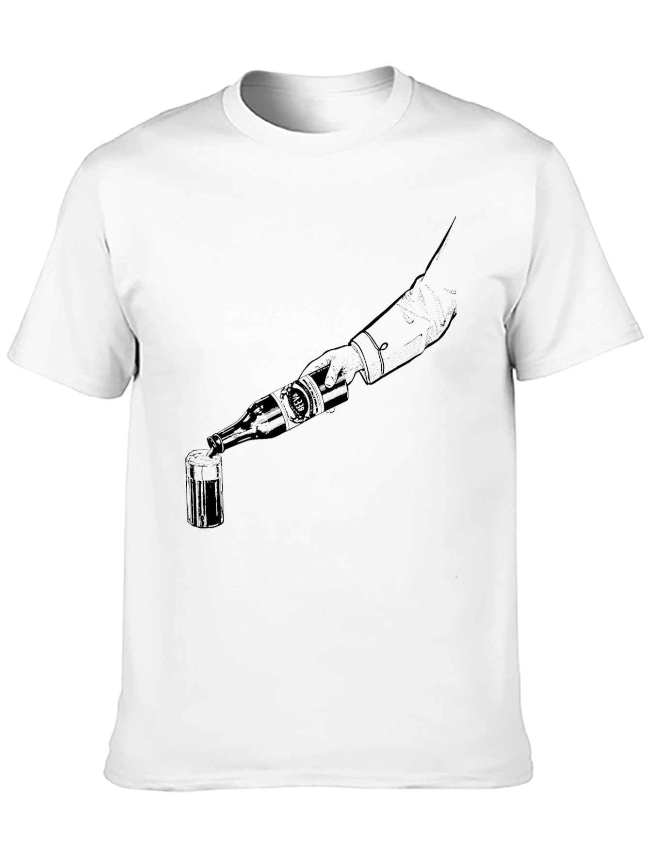 Pouring Beer Graphic Tee - Black Cotton T-Shirt
