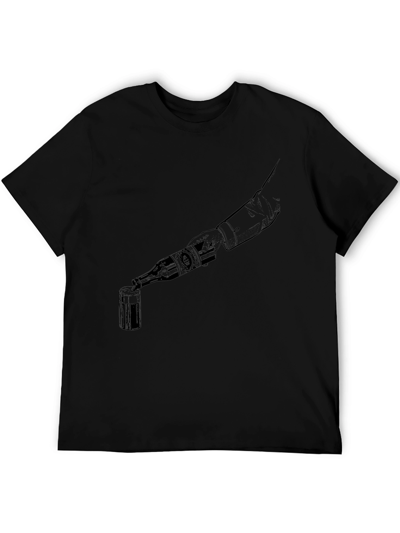 Pouring Beer Graphic Tee - Black Cotton T-Shirt