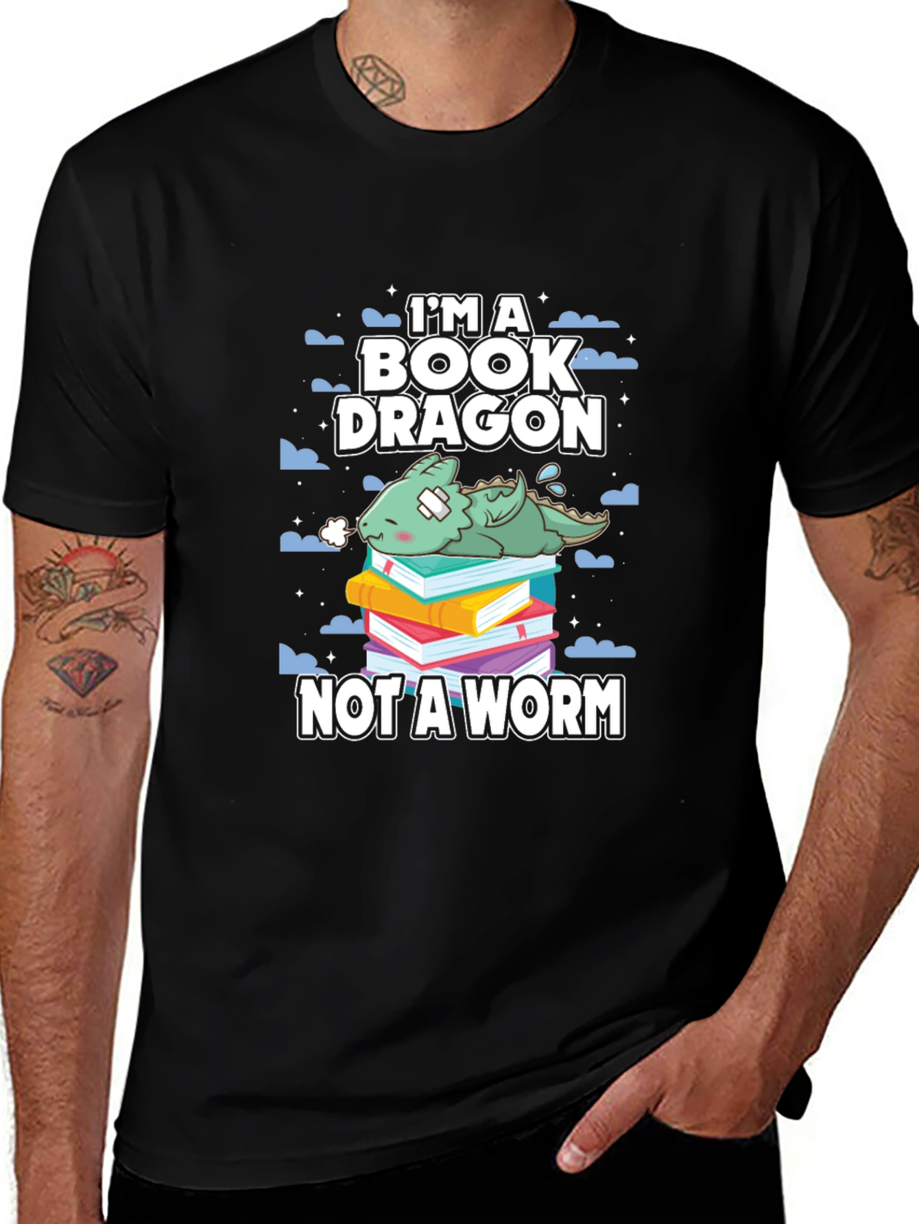 Book Dragon T-Shirt - Readers Fantasy Lovers Tee