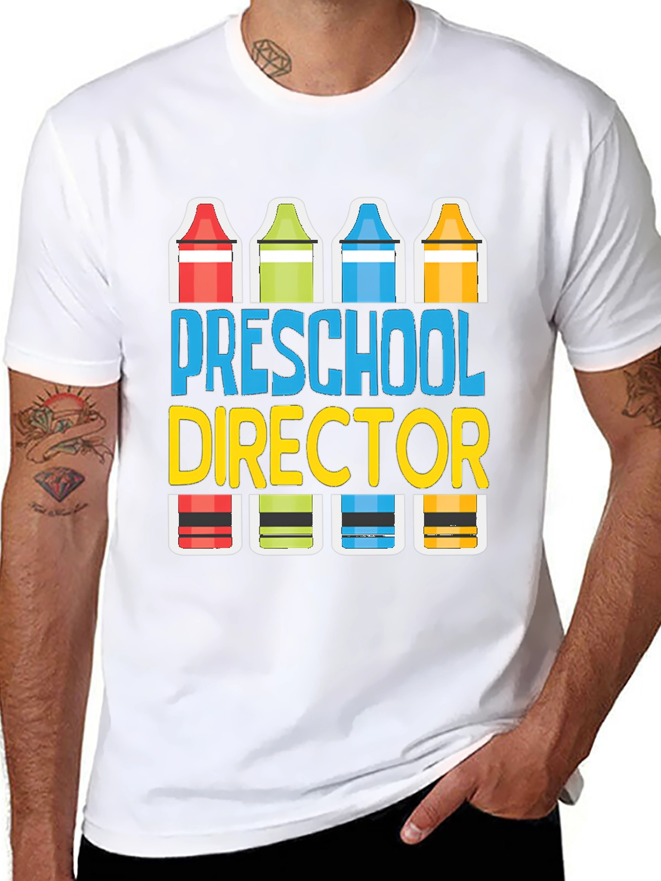 Preschool Director Crayon Graphic Tee