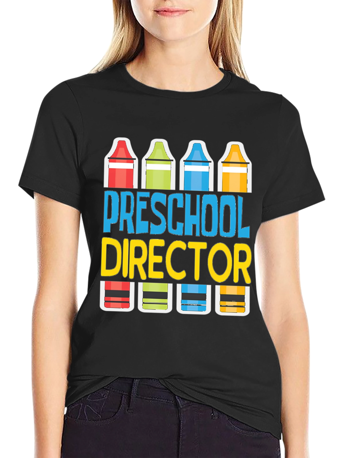 Preschool Director Crayon Graphic Tee