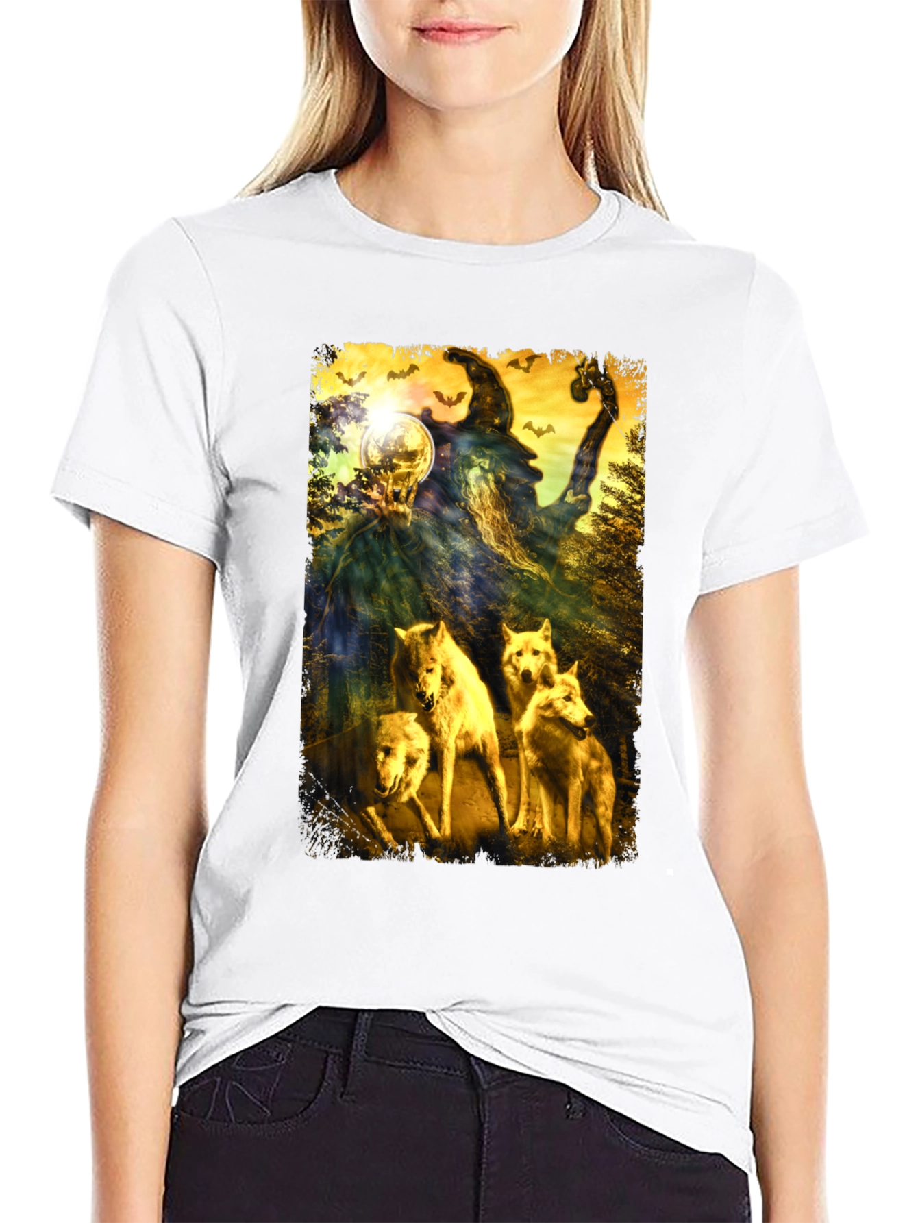 Wizard & Wolves Graphic Tee - Unique Halloween Shirt