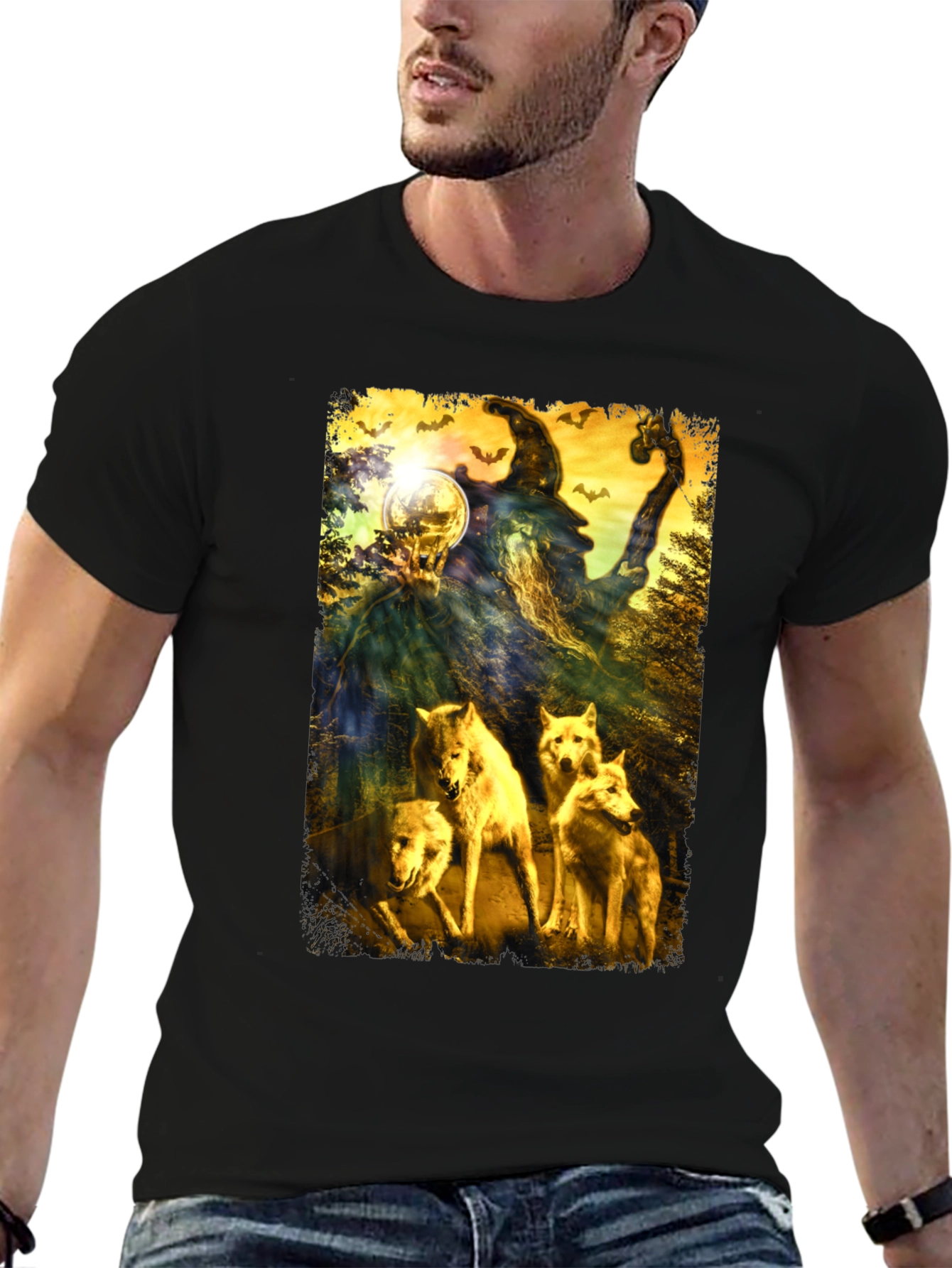 Wizard & Wolves Graphic Tee - Unique Halloween Shirt