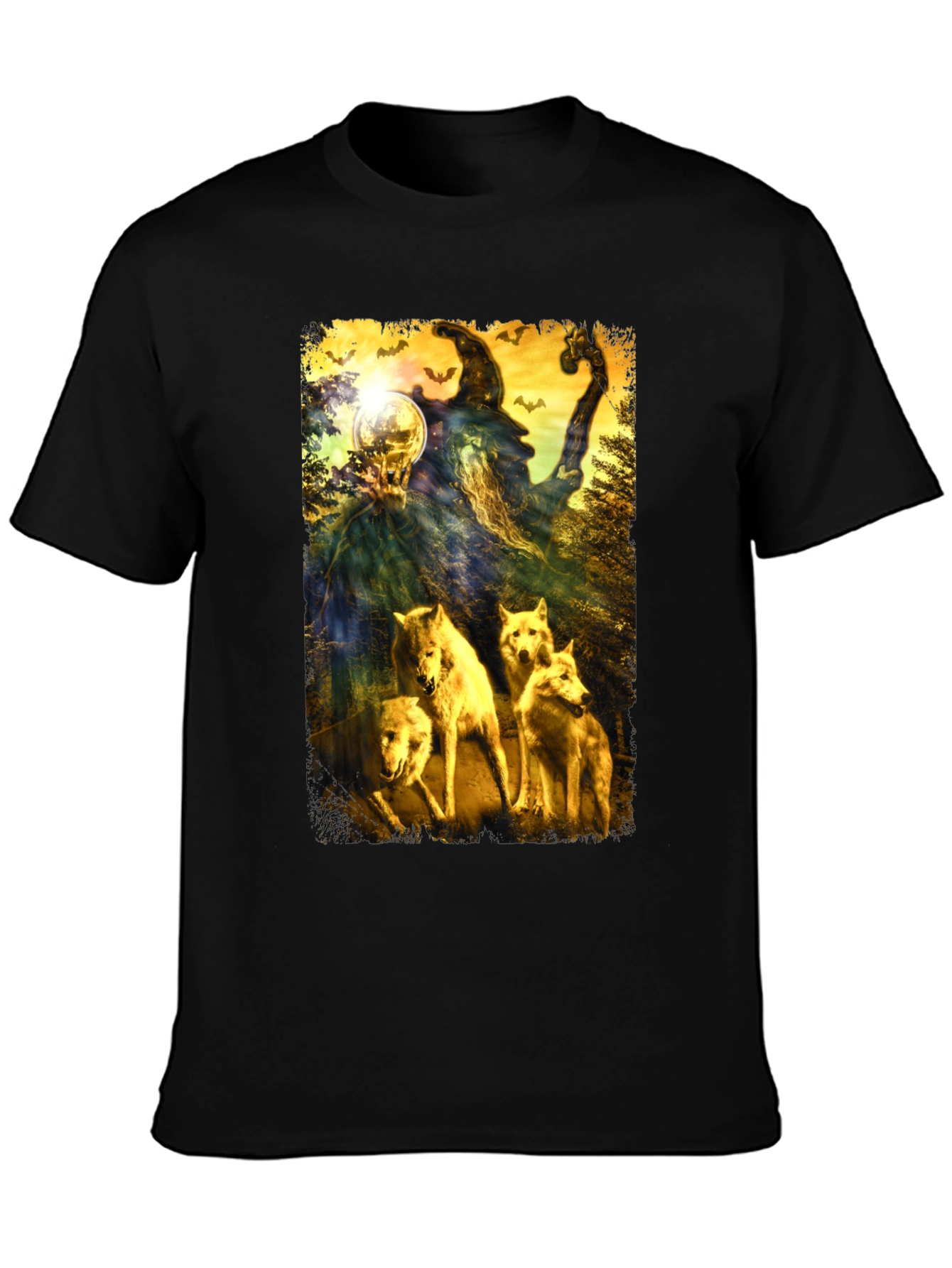 Wizard & Wolves Graphic Tee - Unique Halloween Shirt