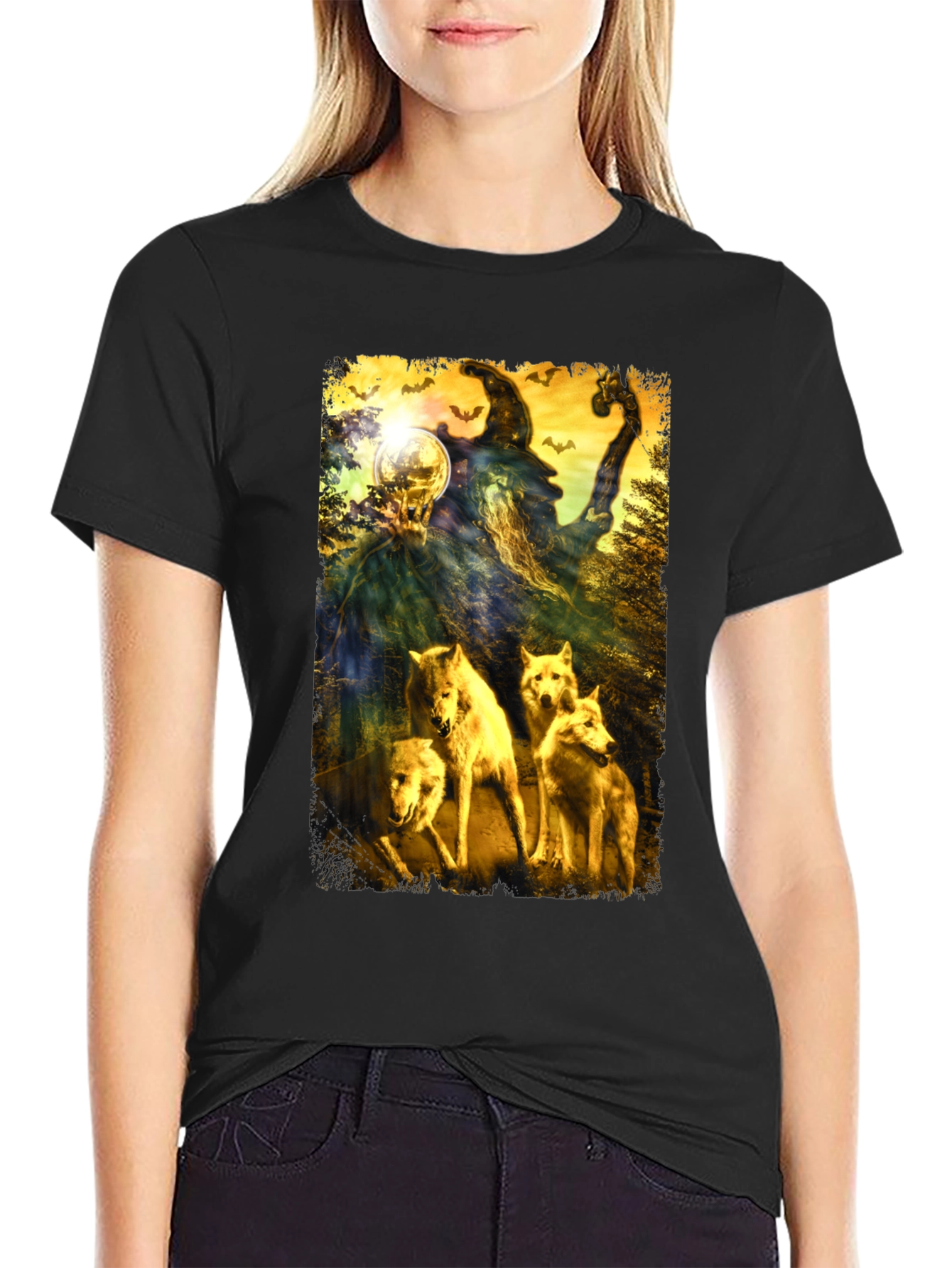Wizard & Wolves Graphic Tee - Unique Halloween Shirt