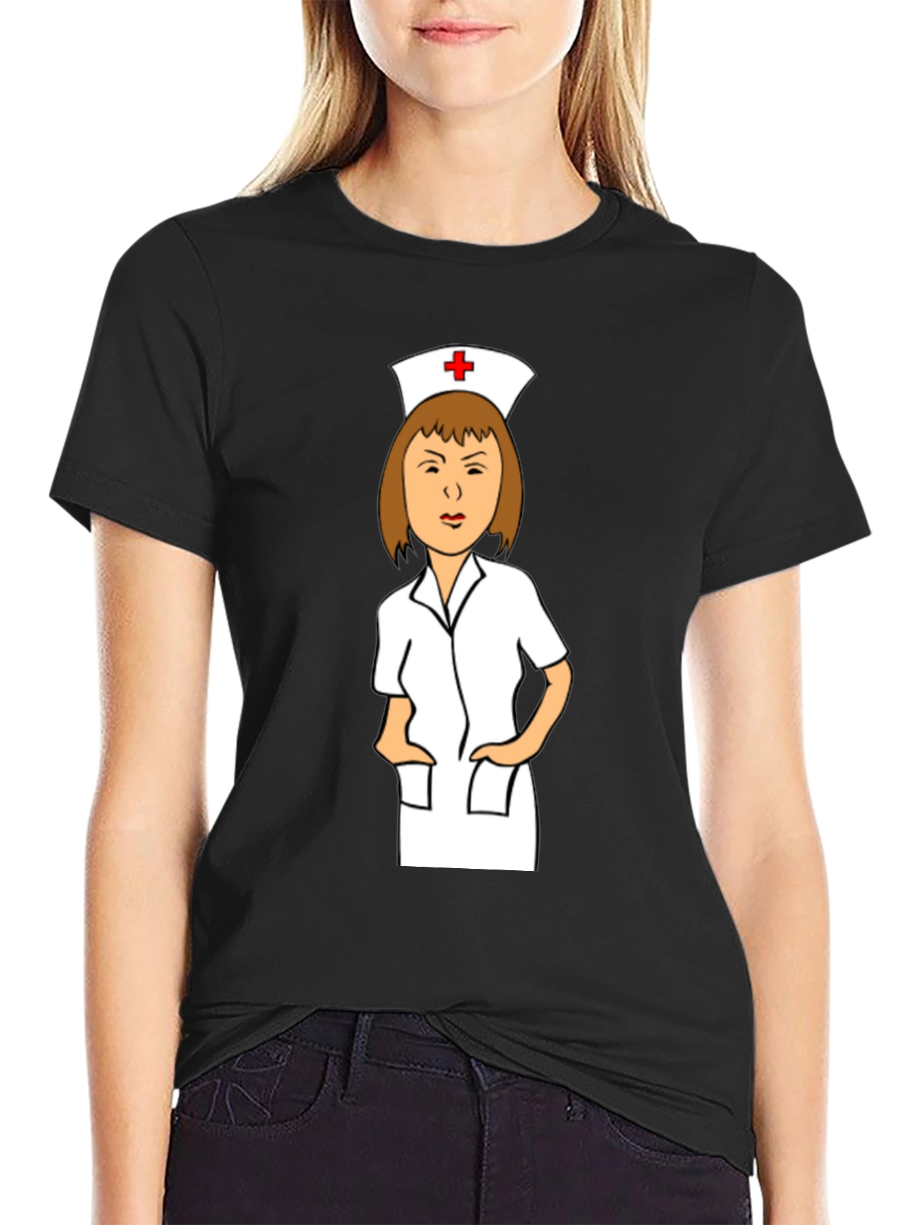 Cartoon Nurse Graphic T-Shirt
