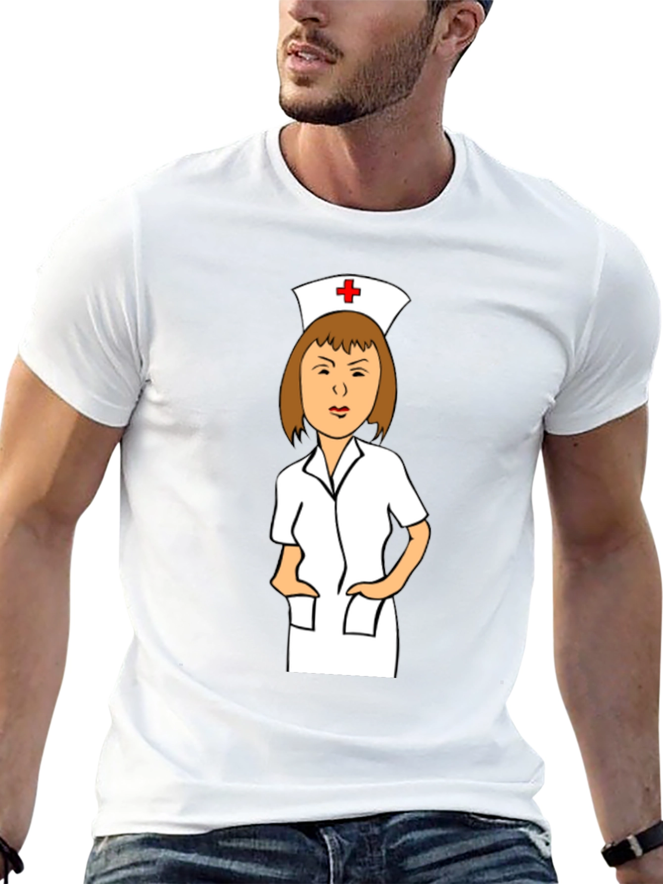 Cartoon Nurse Graphic T-Shirt