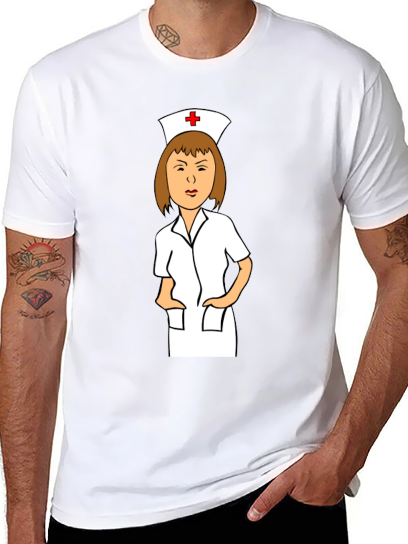 Cartoon Nurse Graphic T-Shirt