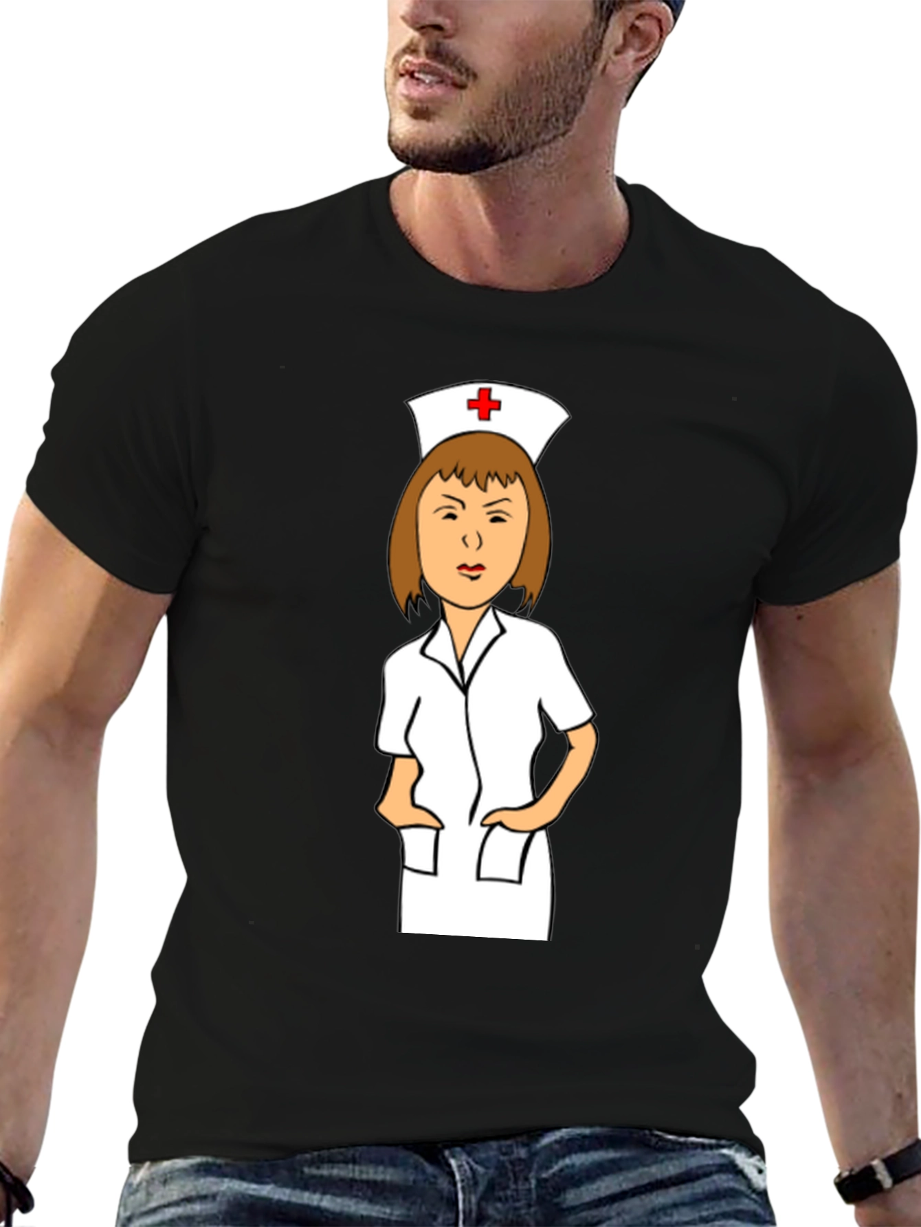 Cartoon Nurse Graphic T-Shirt