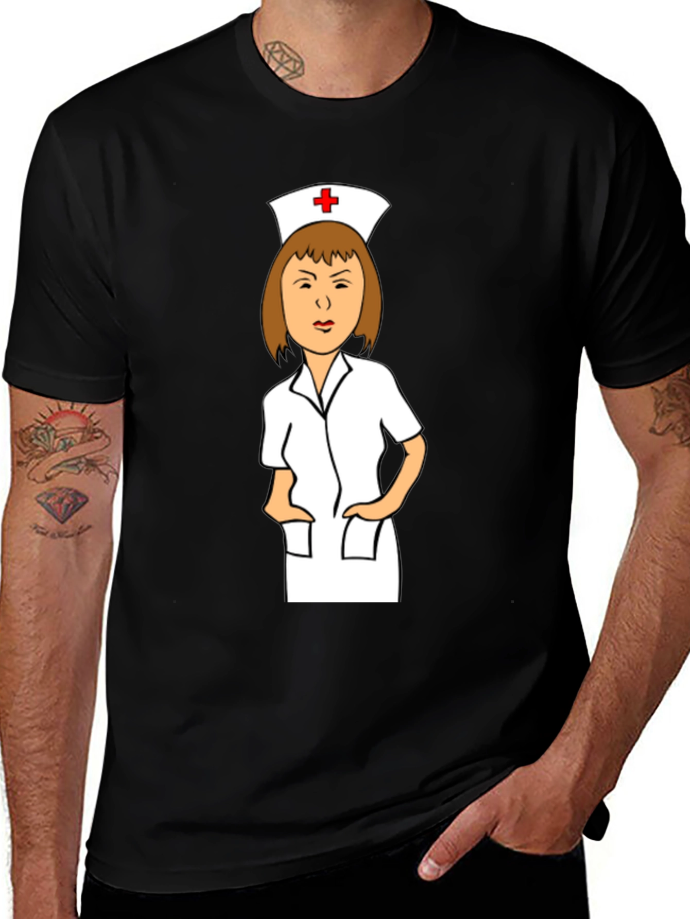Cartoon Nurse Graphic T-Shirt